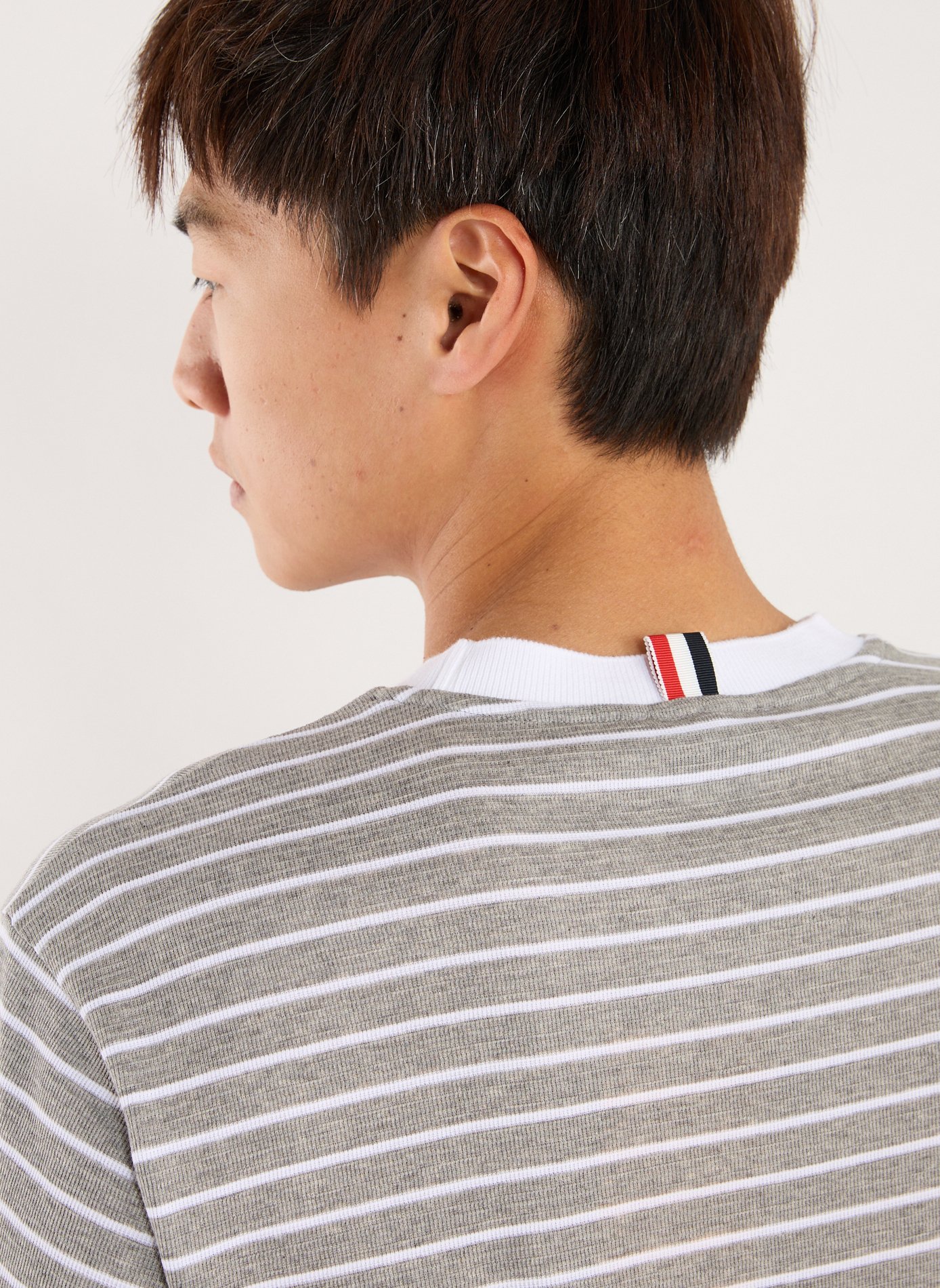 Striped Milano 4-Bar T-shirt THOM BROWNE Grey