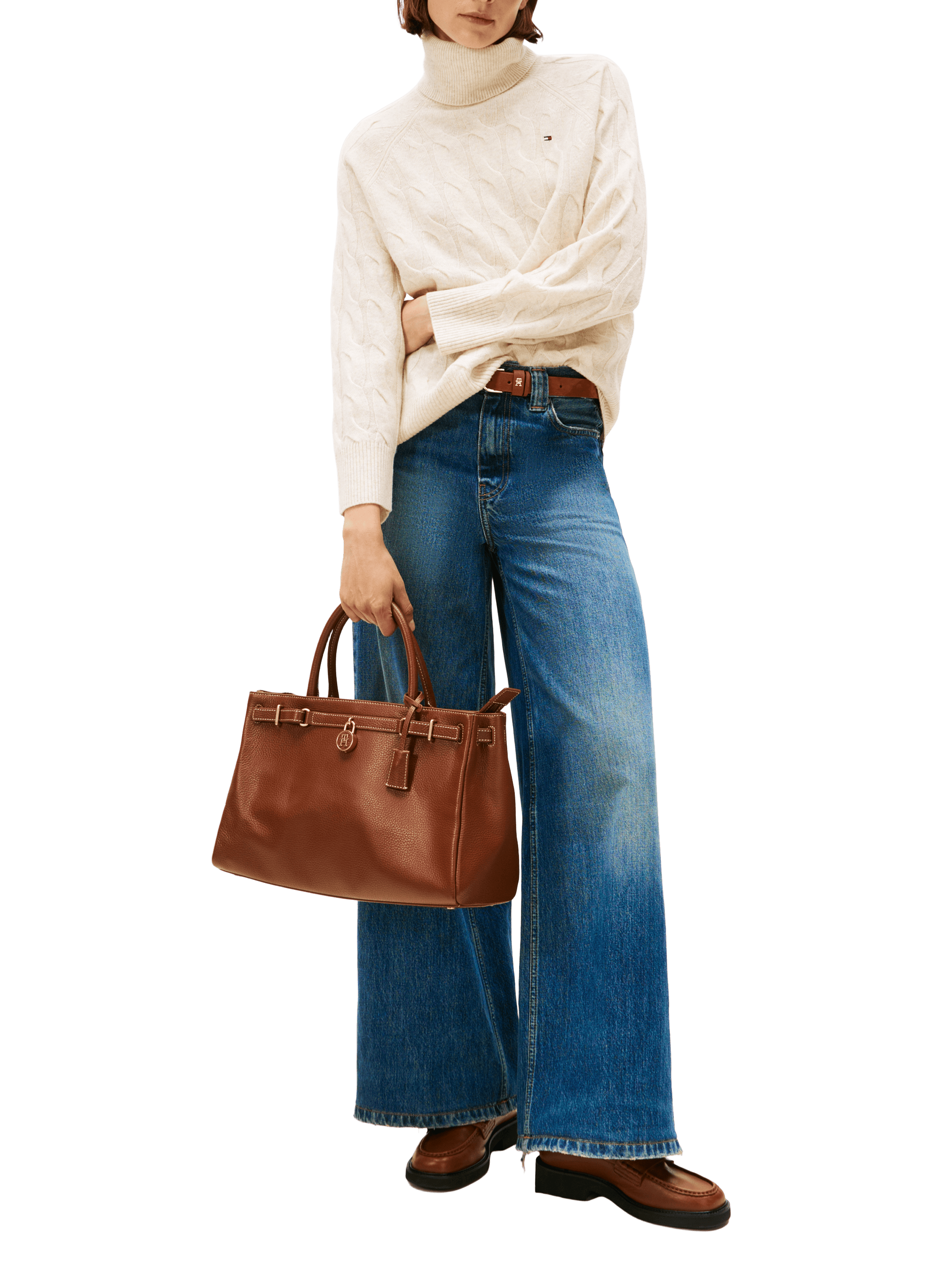 Pull col roulé en laine TOMMY HILFIGER Beige