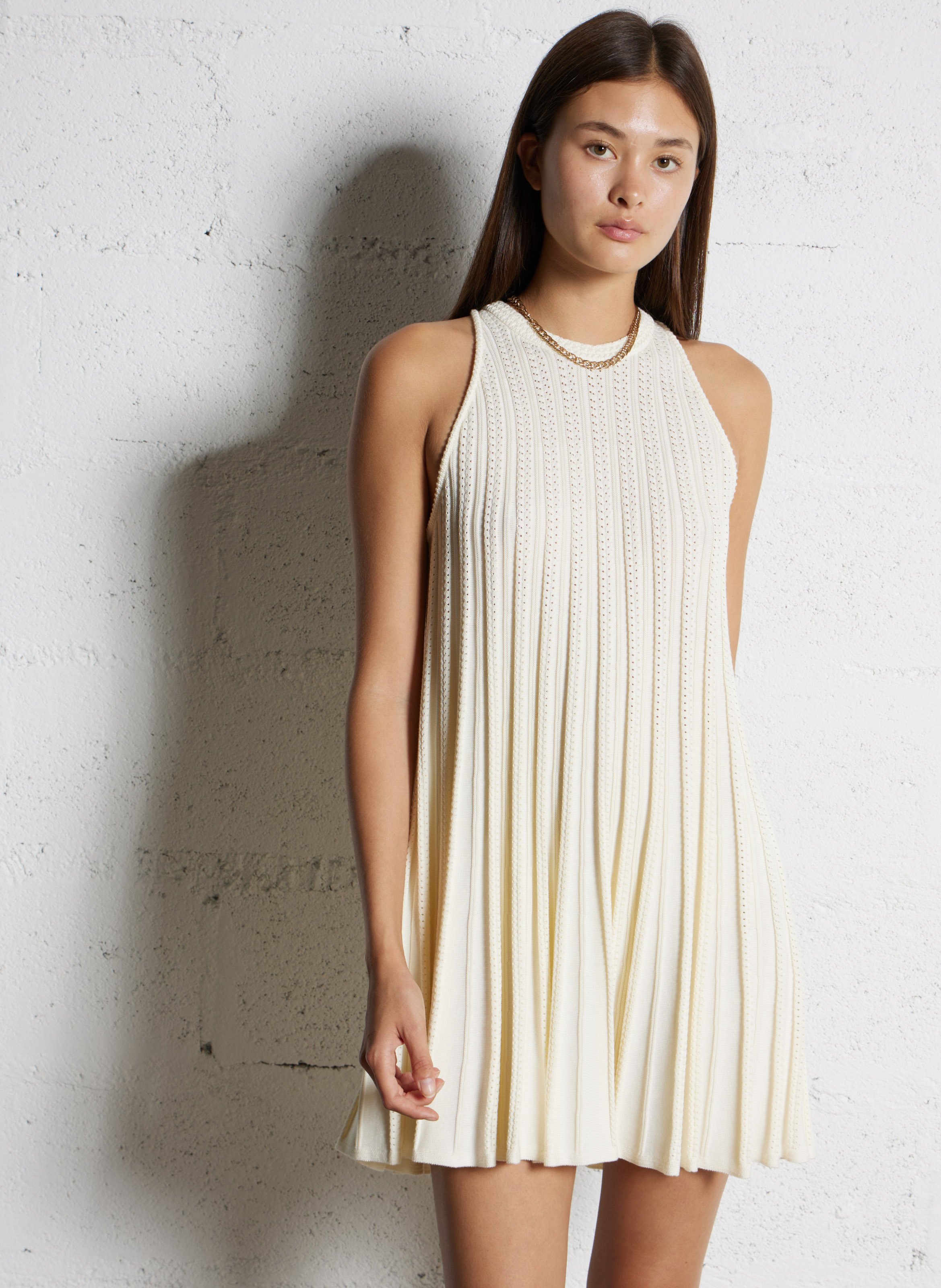 Robe courte col rond en coton mélangé sinnta BA&SH Beige