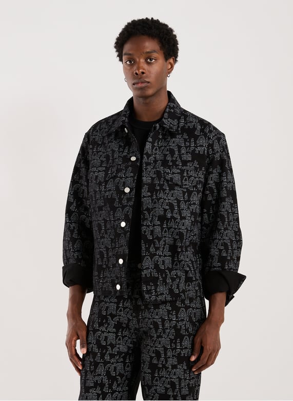 Blouson imprimé col classique en coton | Noir by ARTE ANTWERP Blouson imprimé col classique en coton Noir