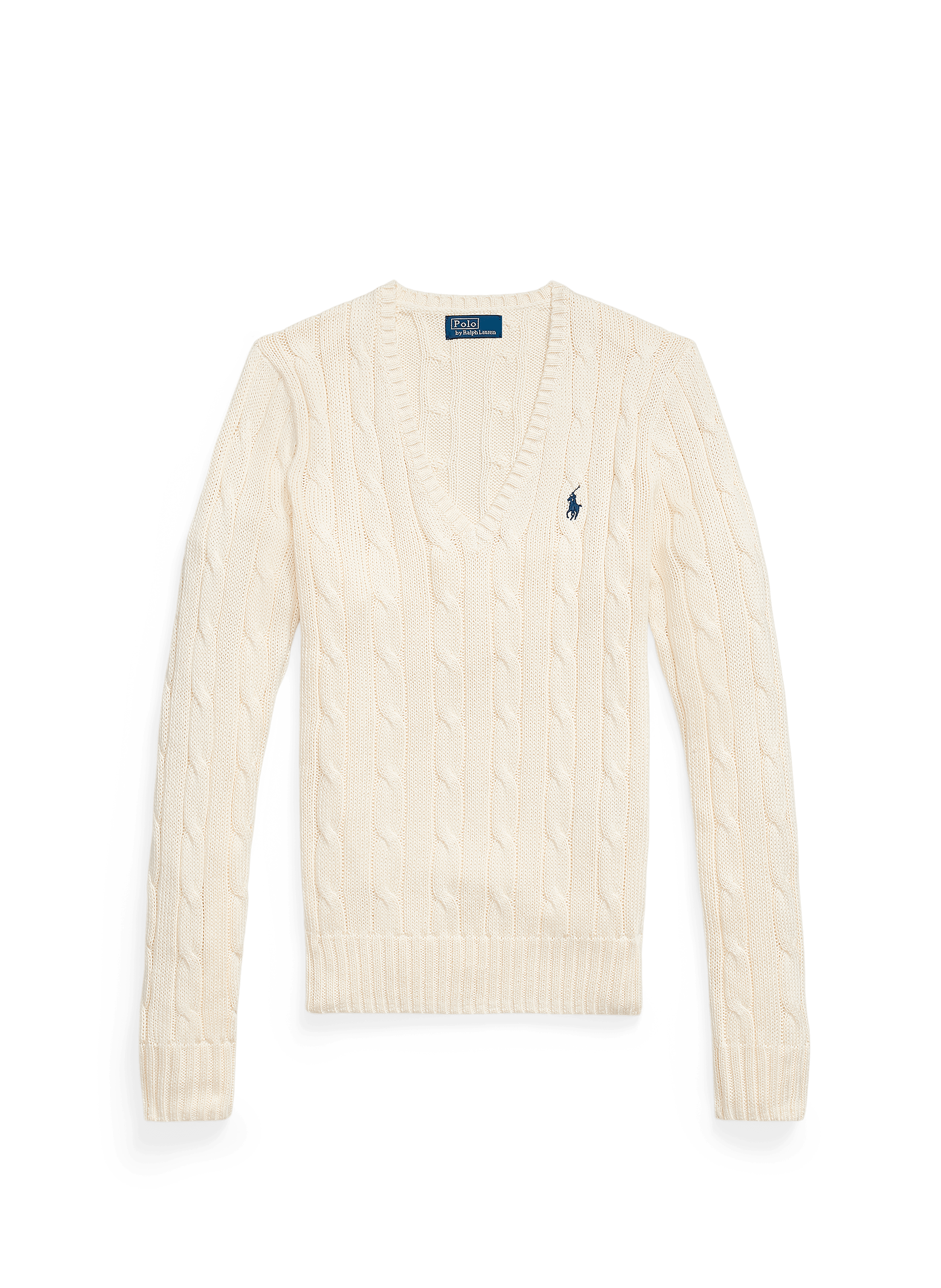 Pull col V en coton POLO RALPH LAUREN Beige