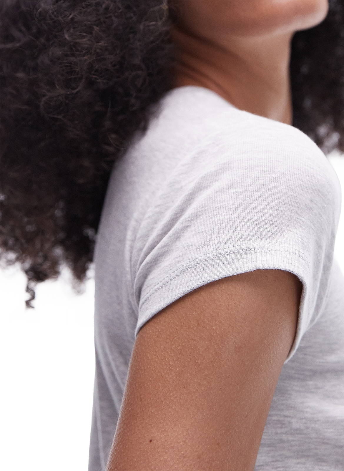 T-shirt col rond en coton TOPSHOP Gris