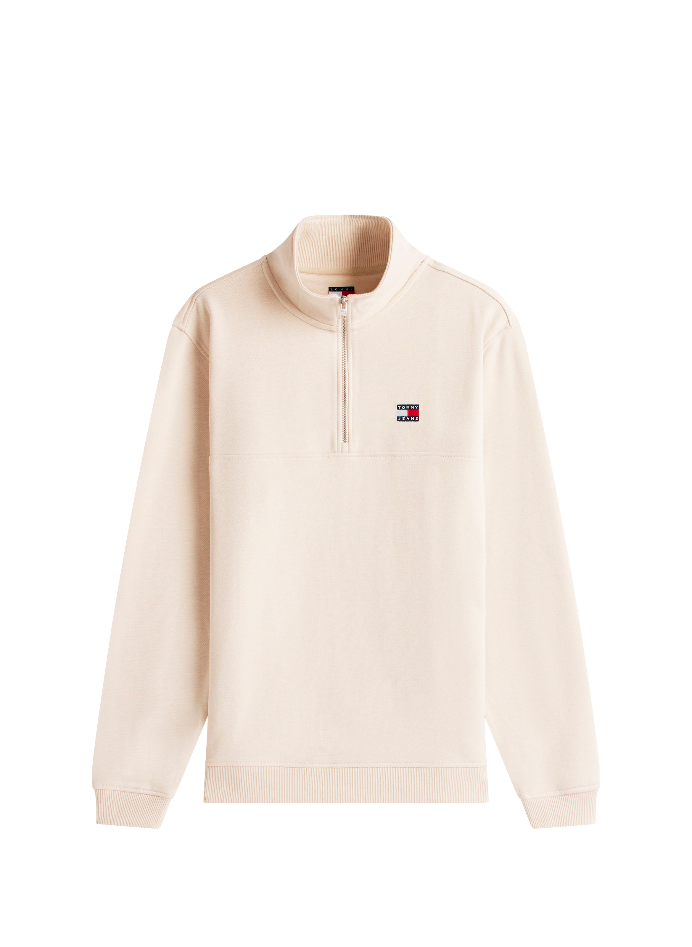 Zip-up high neck sweatshirt with embroidered logo TOMMY HILFIGER Beige