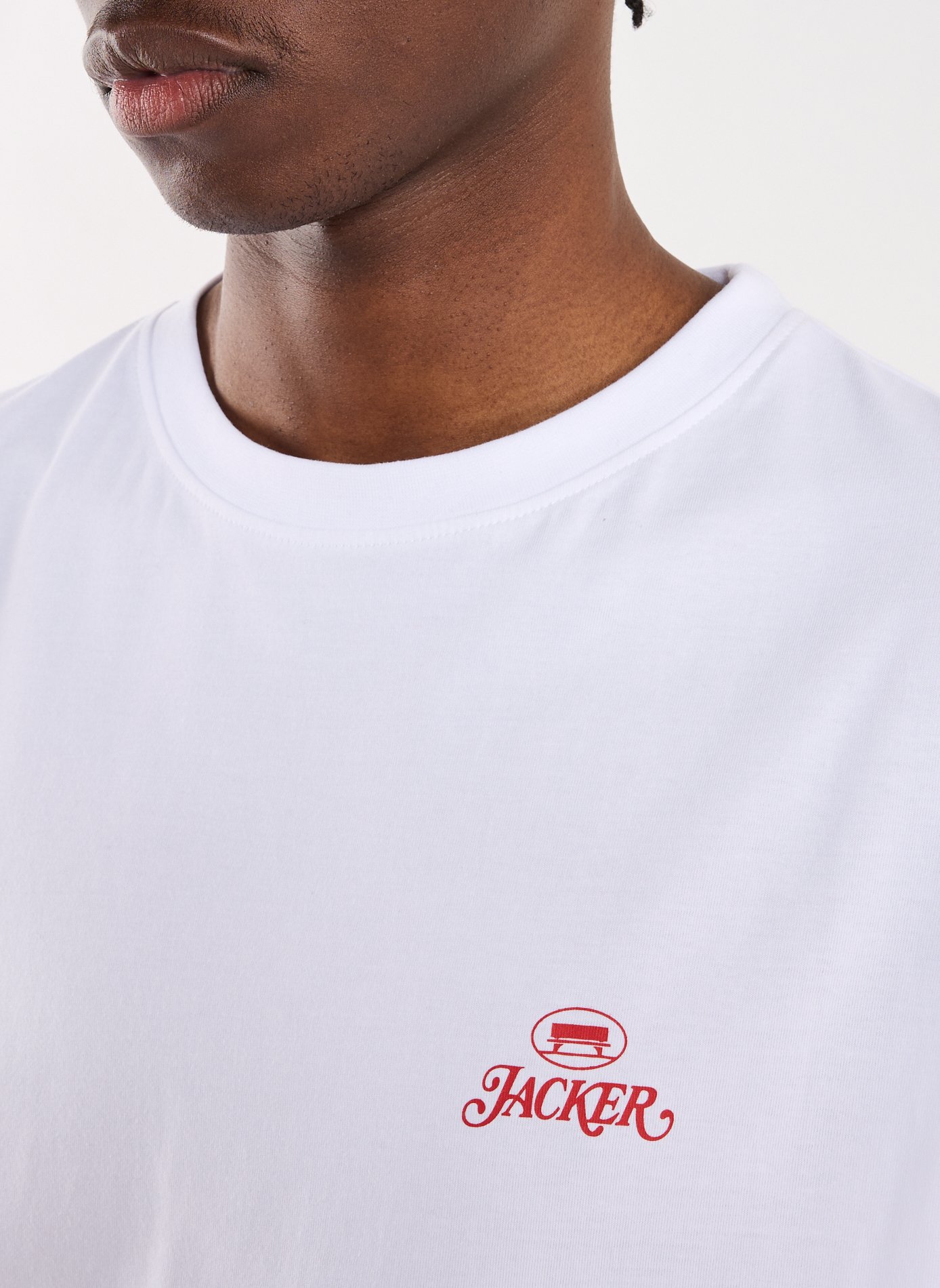 T-Shirt droit imprimé en coton JACKER. Blanc