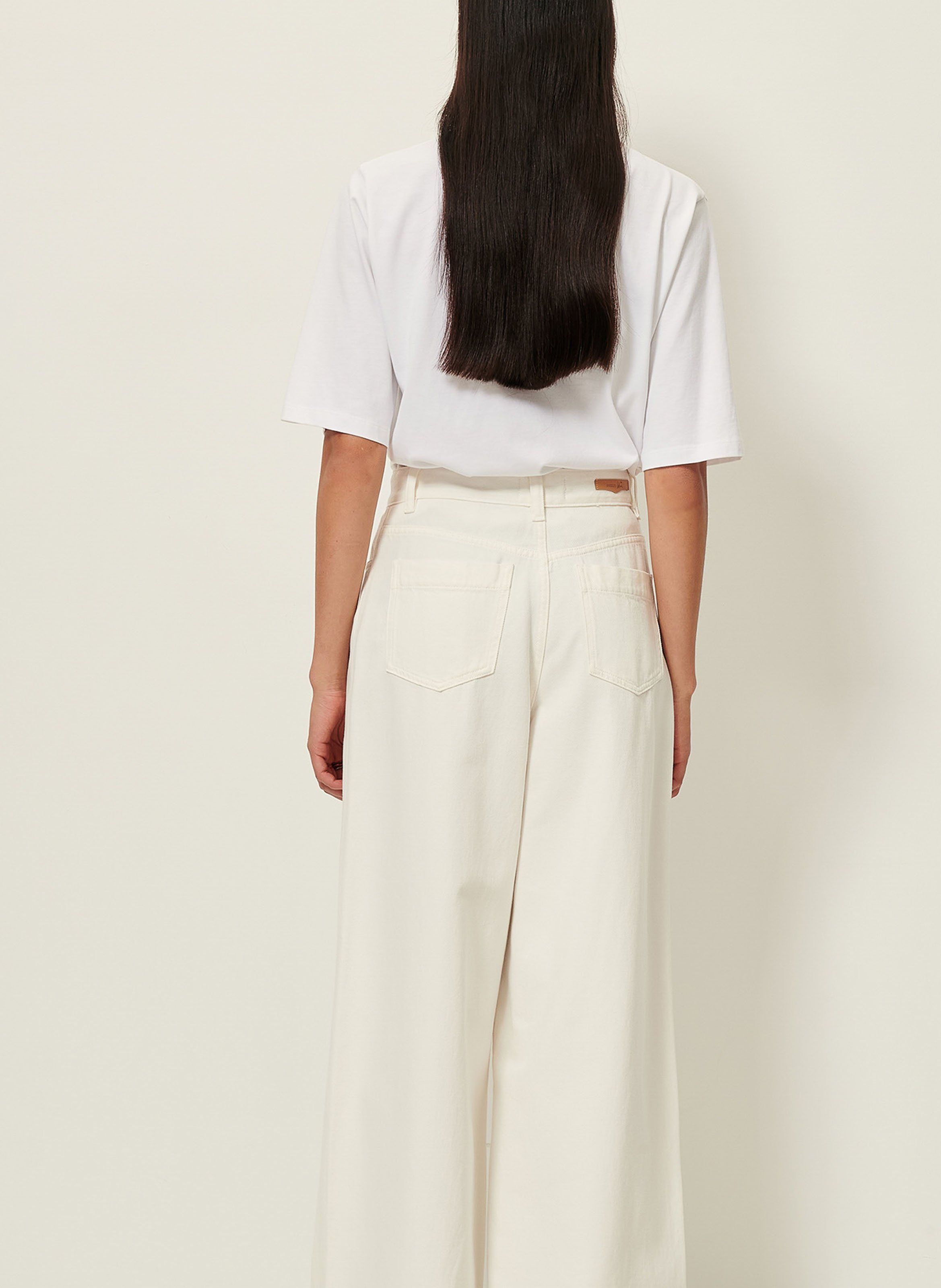 Jean large taille haute en coton dalt SESSUN Blanc