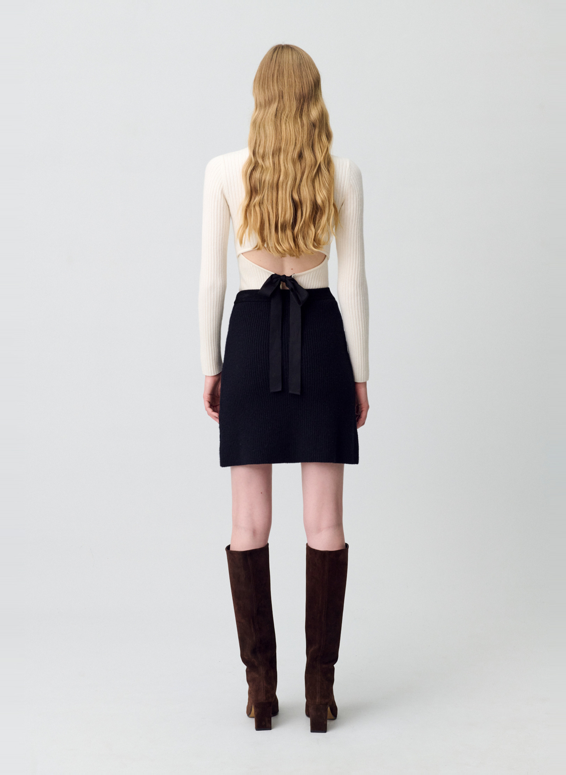 Jupe courte en laine et en cachemire mélangés maxine CLAUDIE PIERLOT Noir