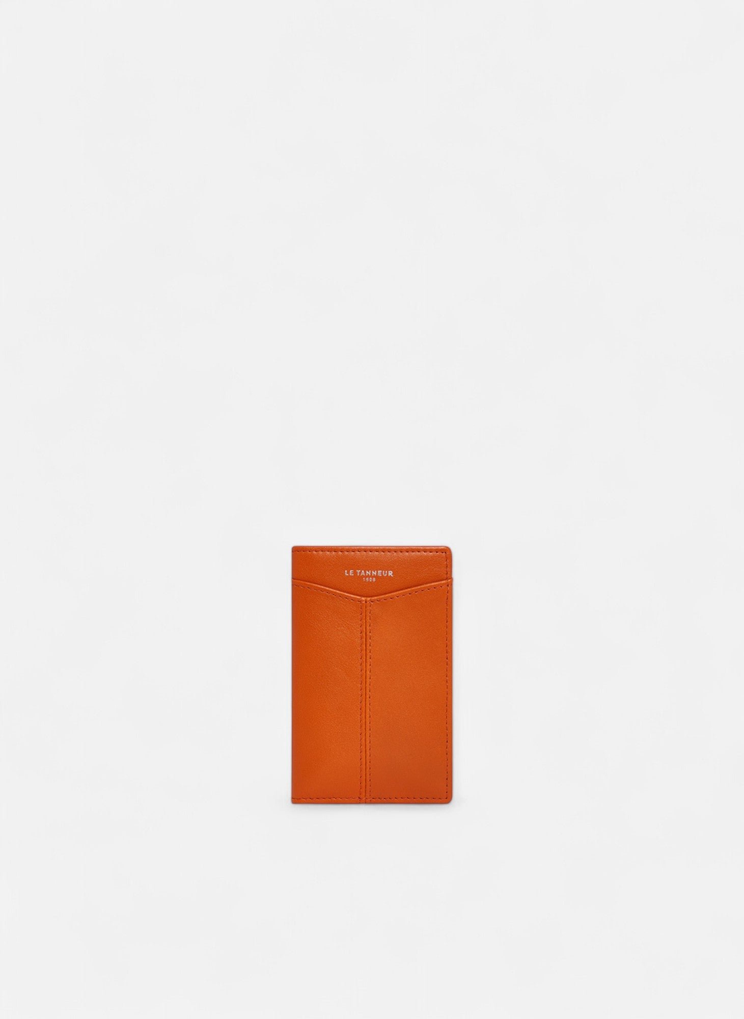 Porte cartes vertical charlotte en cuir lisse LE TANNEUR Orange