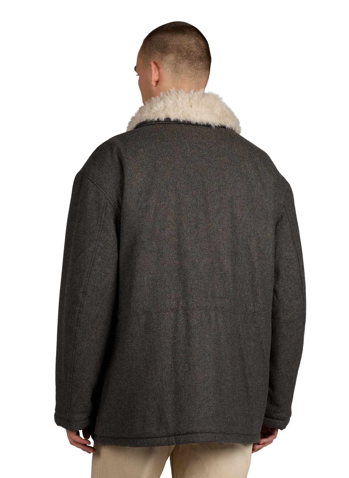 Coat lined with classic collar in blended wool AMOMENTO Grey
