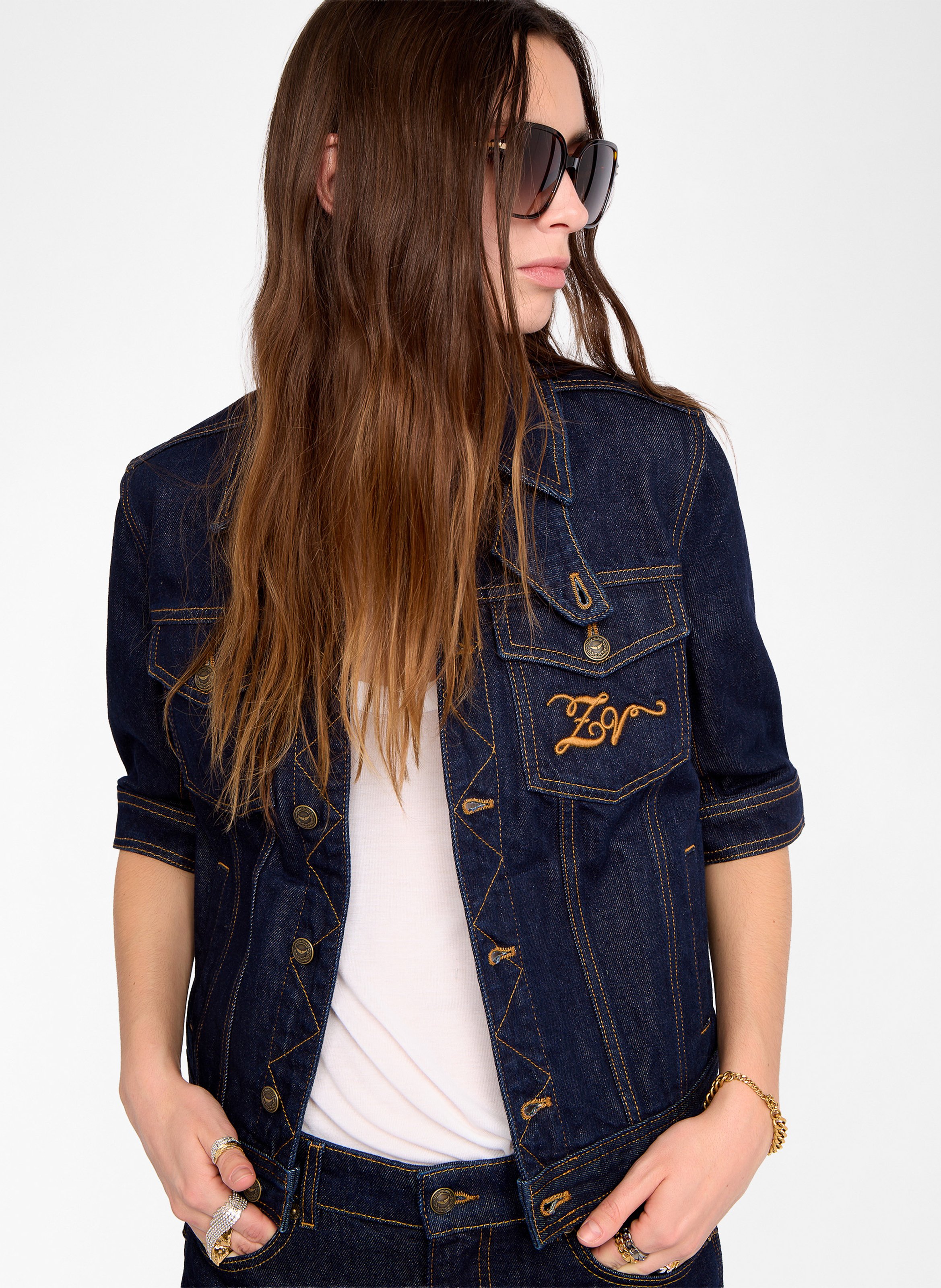 Chemise droite en jean brut kyo ZADIG&VOLTAIRE Bleu