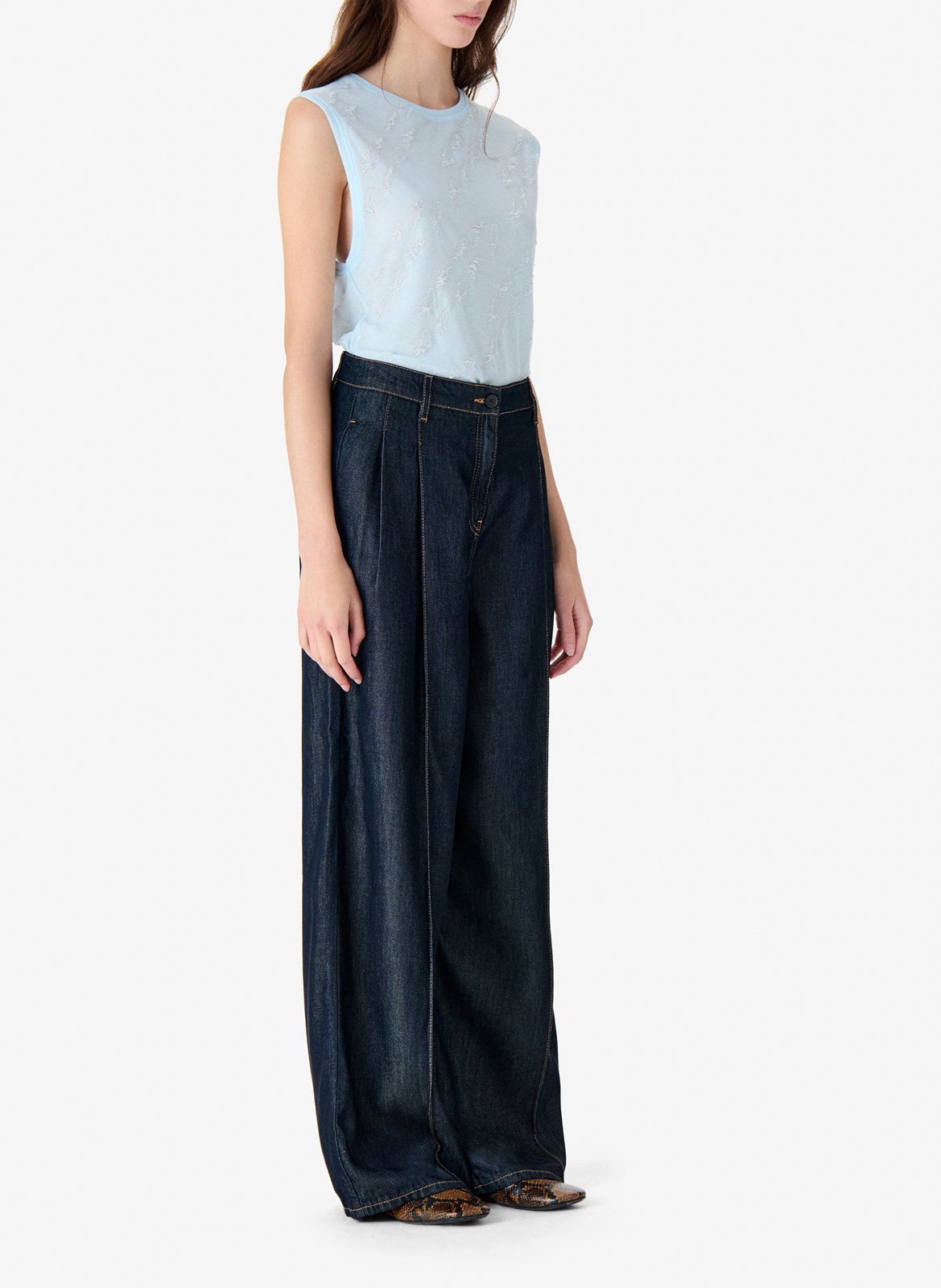 Jean large à pinces en denim brut remy IRO Bleu