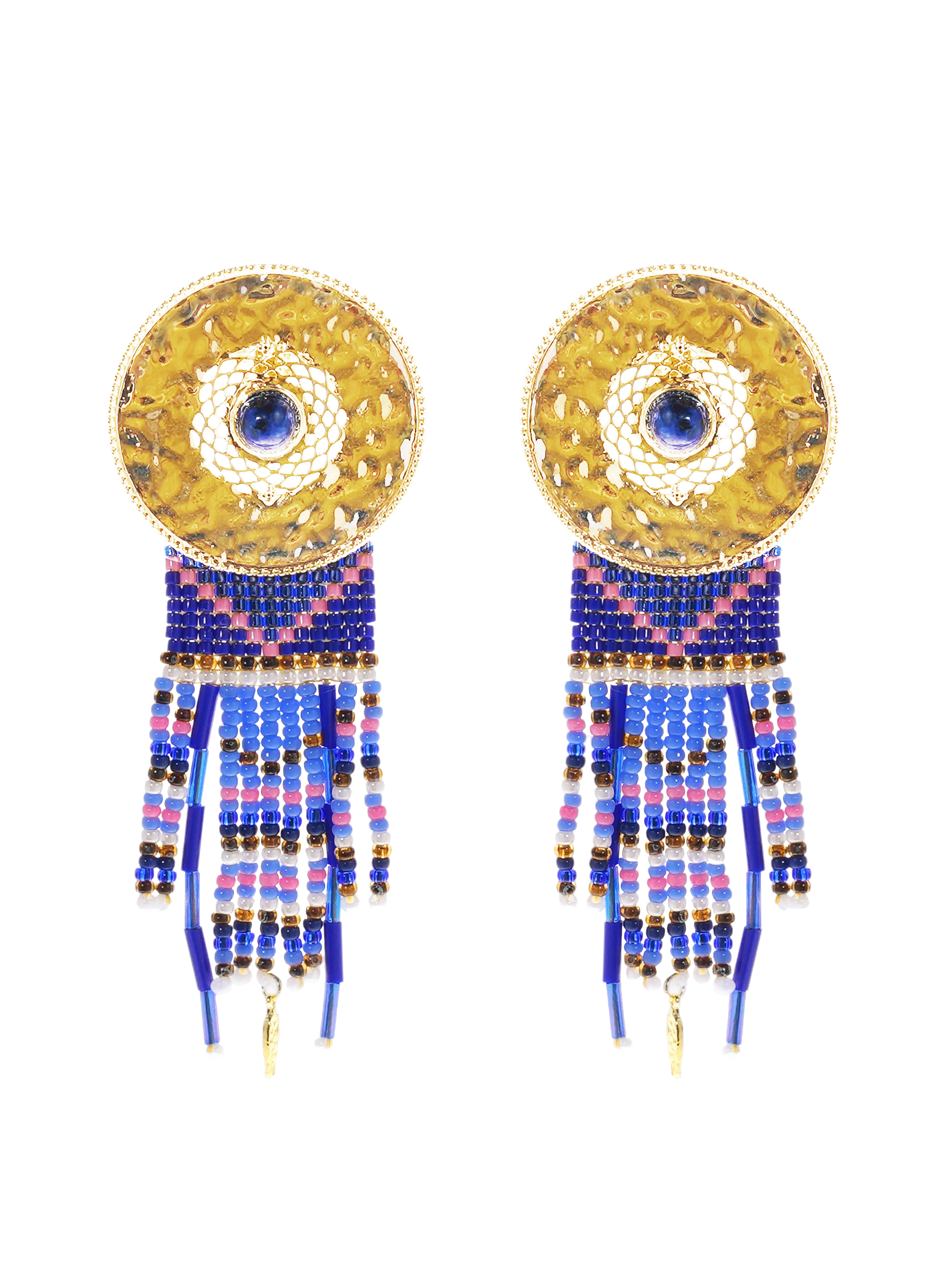 Boucles d'oreilles à clip perles byson HIPANEMA Bleu