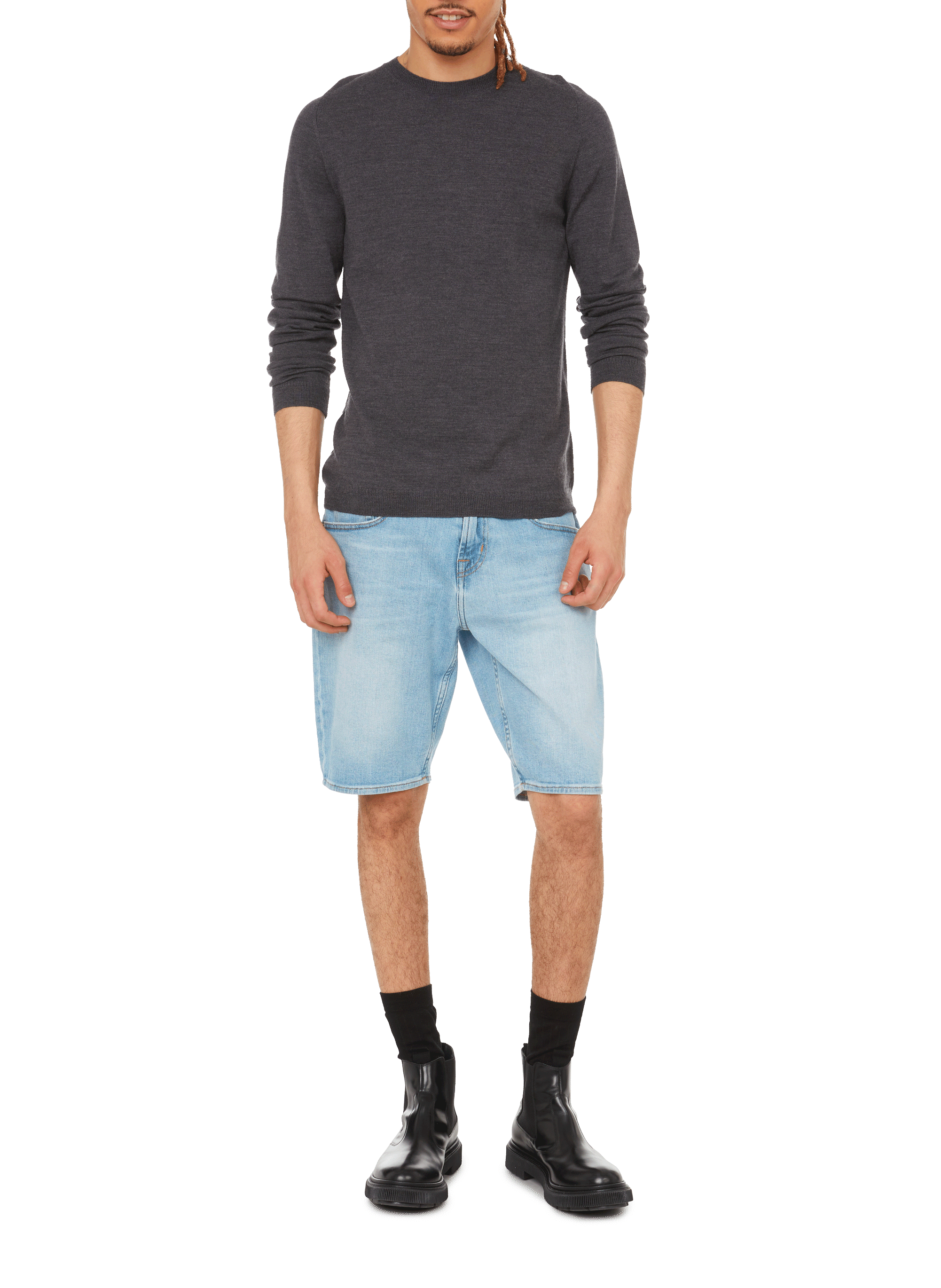 Pull en laine mérinos AU PRINTEMPS PARIS Gris