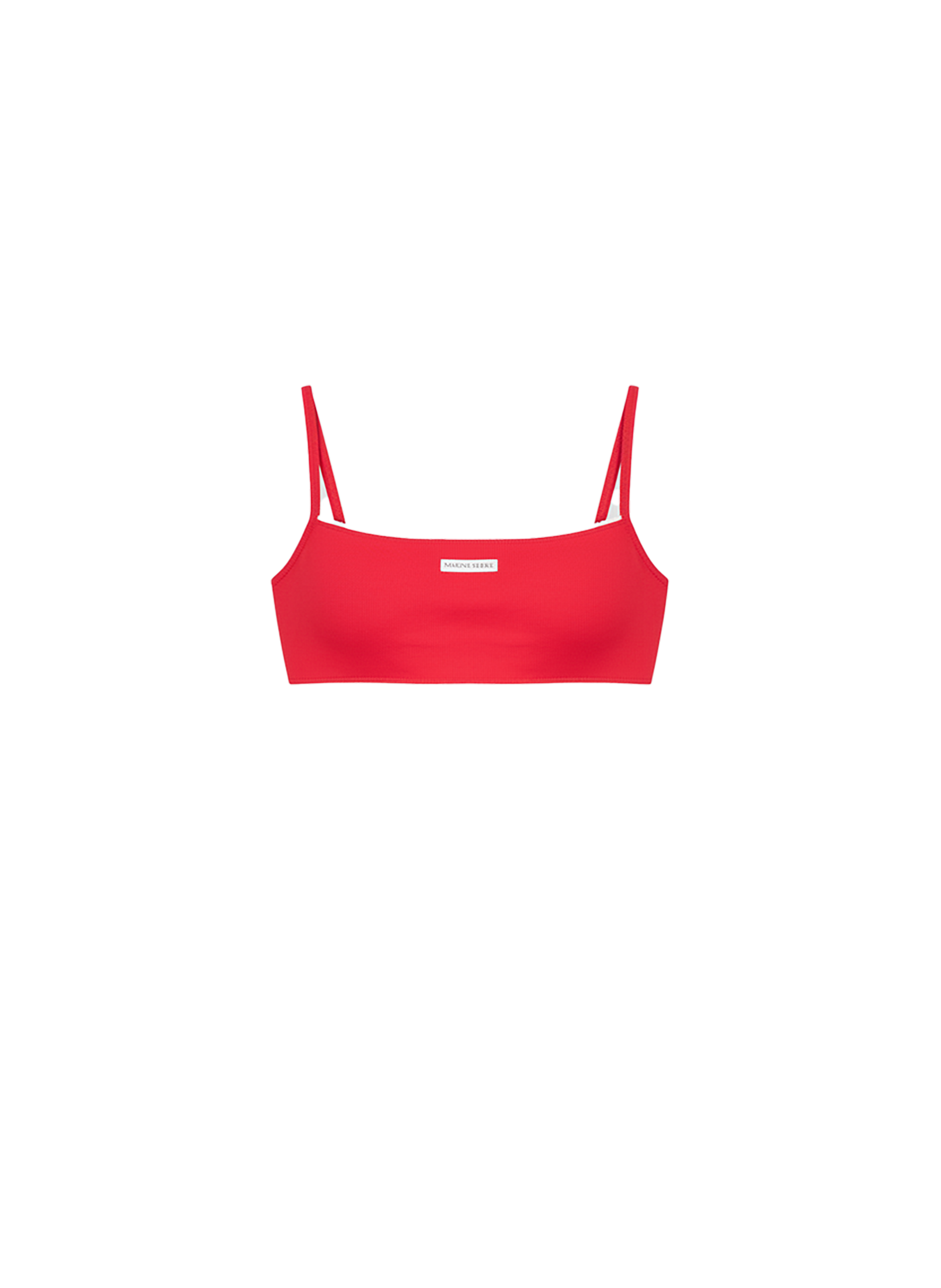 Light ribbed jersey fine straps bra organic cotton MARINE SERRE Red