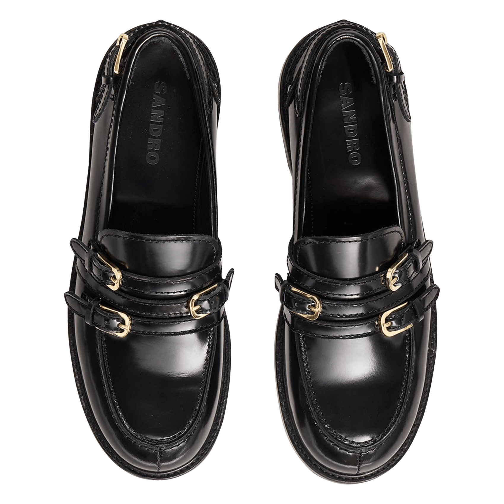 Mocassins à boucles en cuir brillant SANDRO Noir