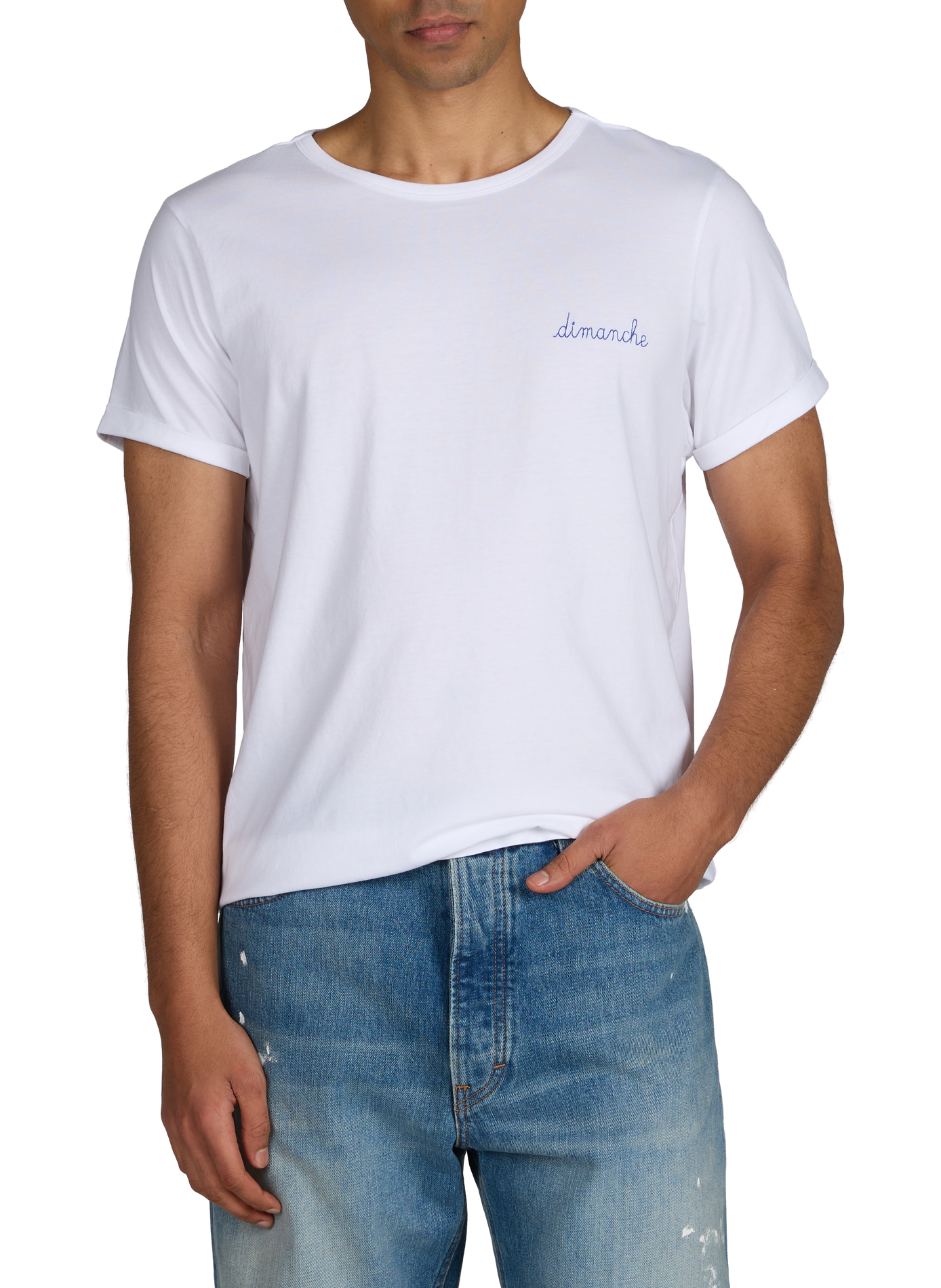 Embroidered Sunday Organic Cotton T-shirt MAISON LABICHE White