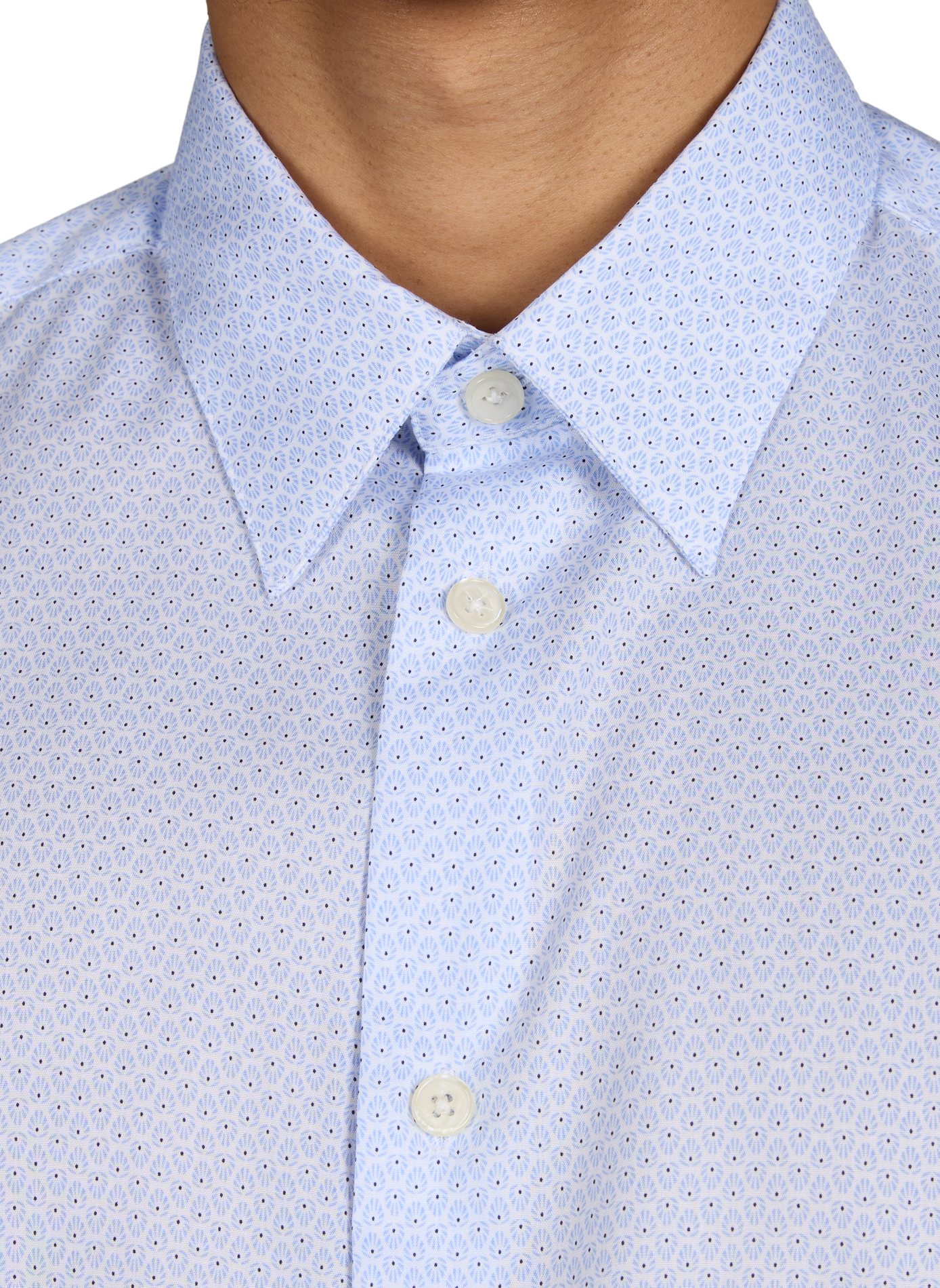 Slim shirt in cotton with pattern AU PRINTEMPS PARIS Blue