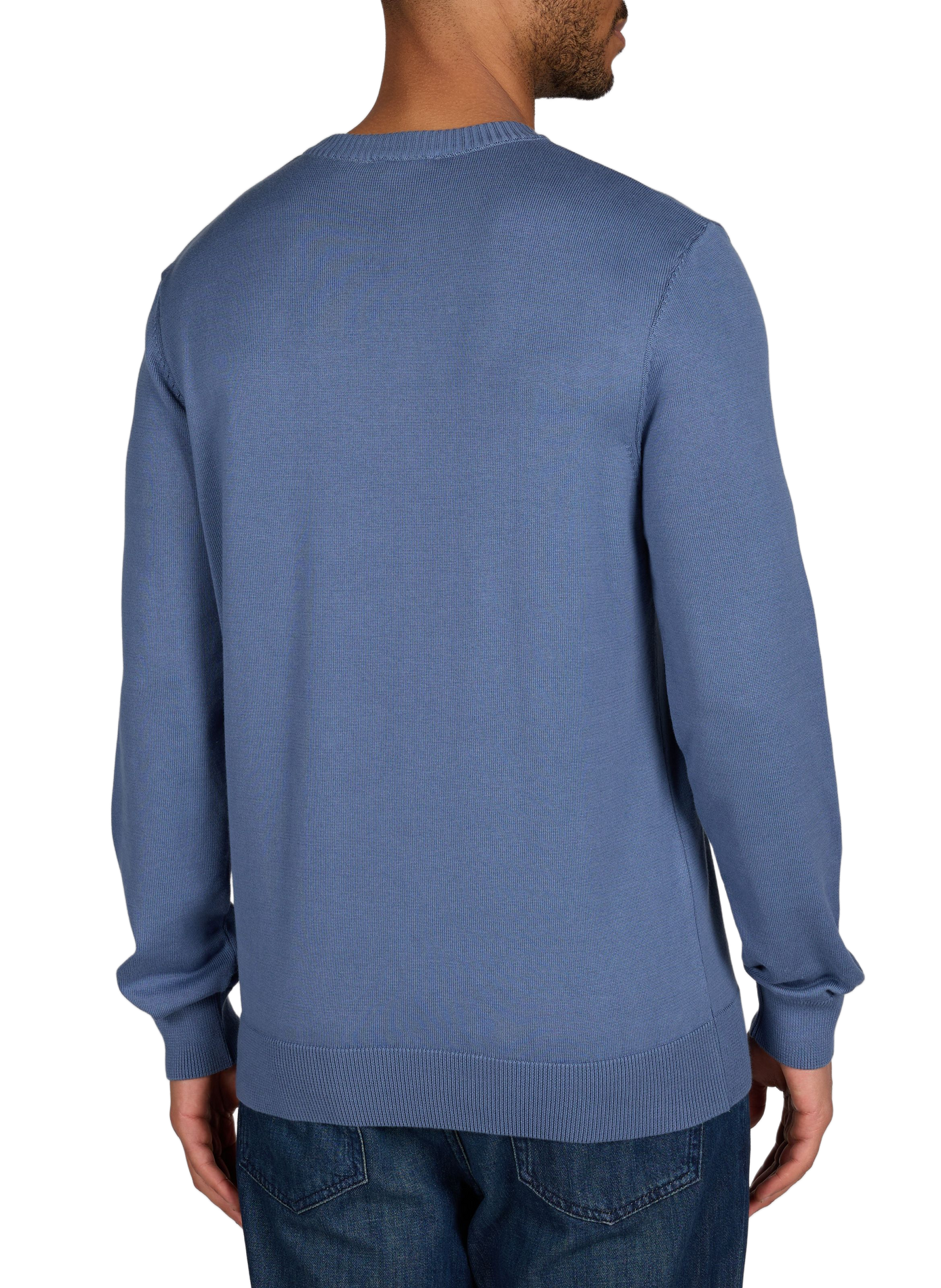 Round neck cotton sweater with logo embroidery FAGUO Blue