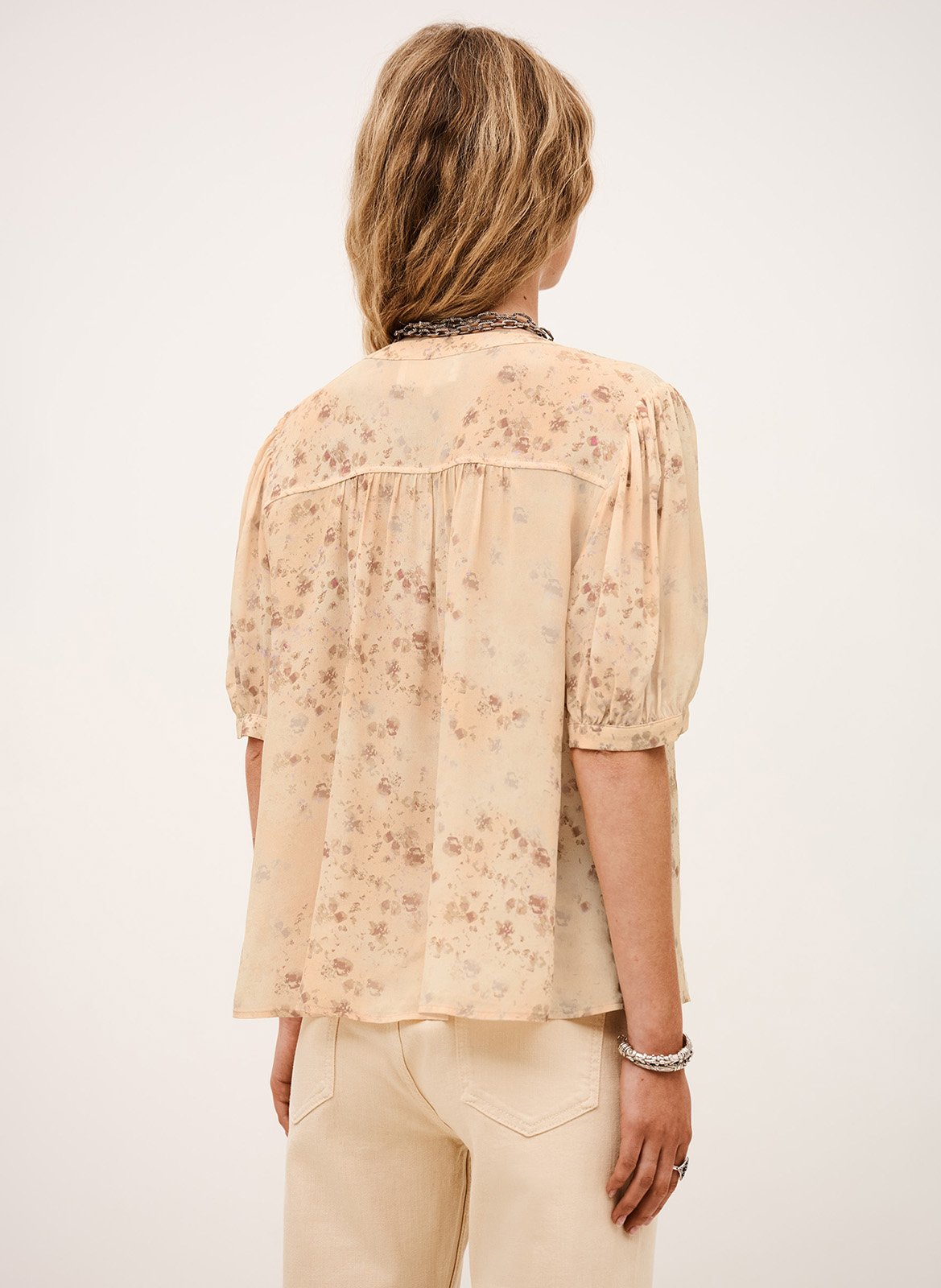 Blouse col rond imprimée novella BA&SH Beige