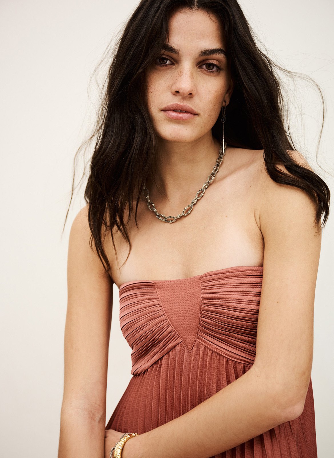 Robe longue plissée willow BA&SH Rose