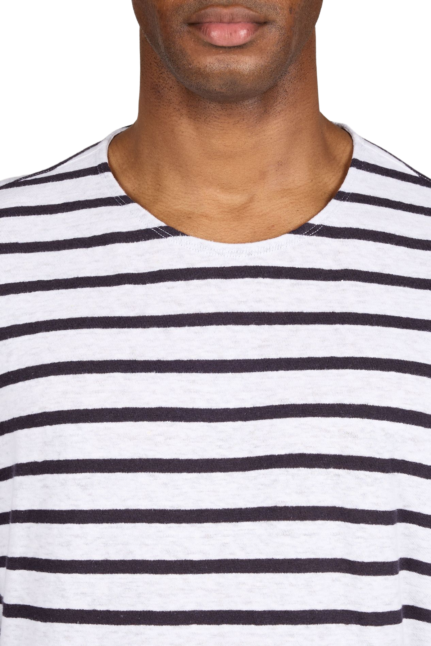 Long-sleeved striped cotton and linen T-shirt OFFICINE GENERALE White