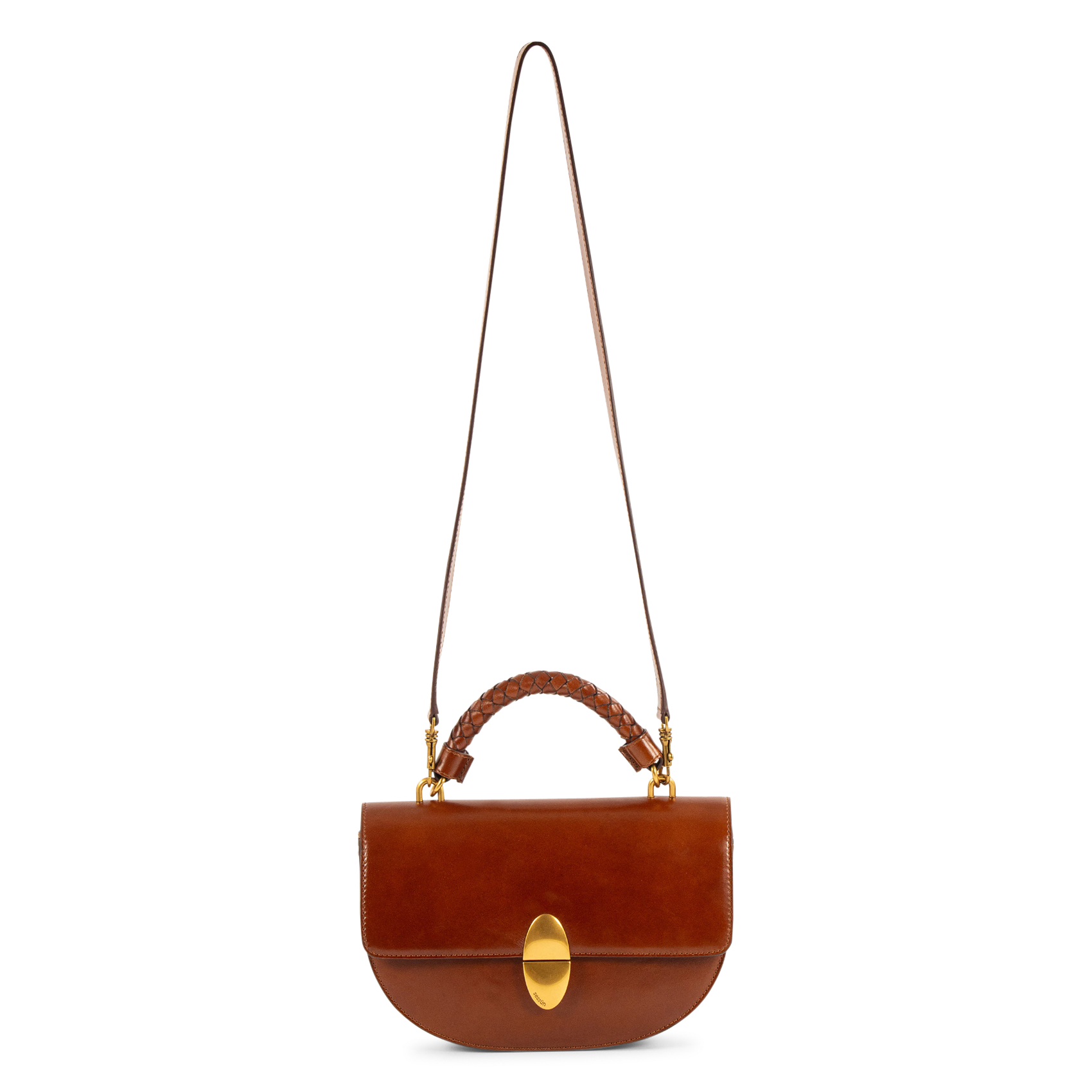 Sac bandoulière en cuir round tesoro SESSUN Marron