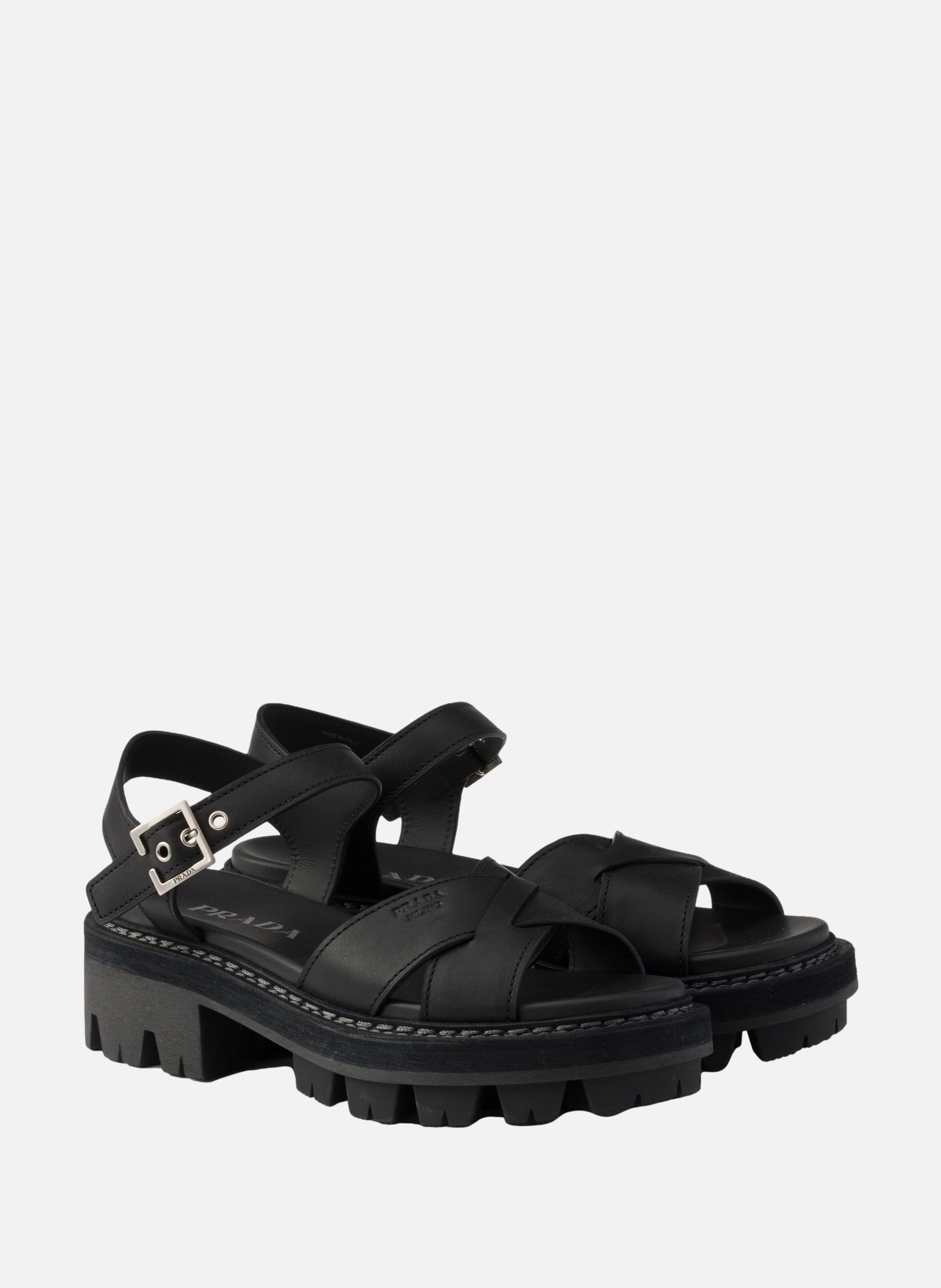 Sandales en cuir PRADA Noir