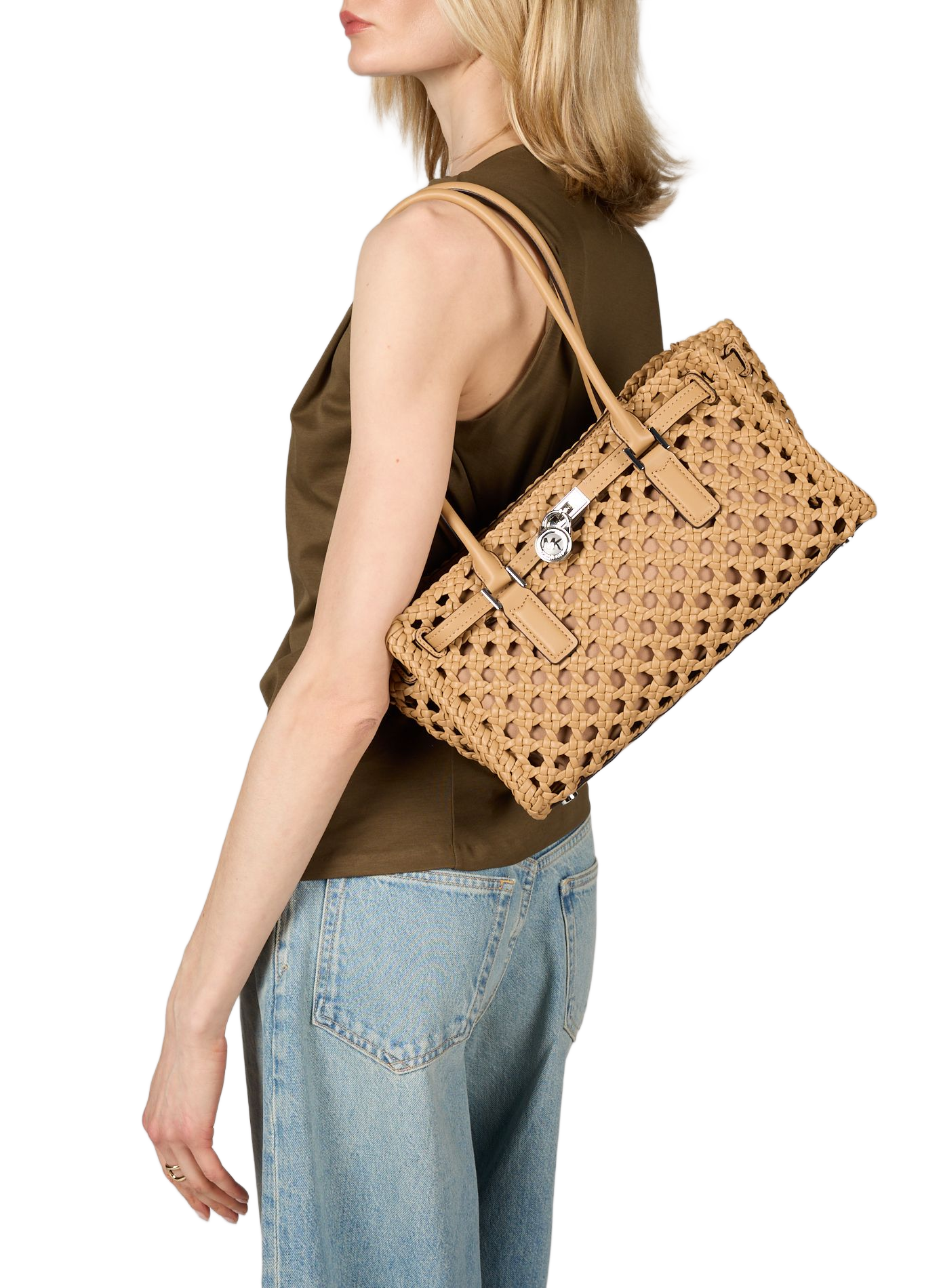 Small Modern Woven Hamilton Bag MICHAEL KORS Brown