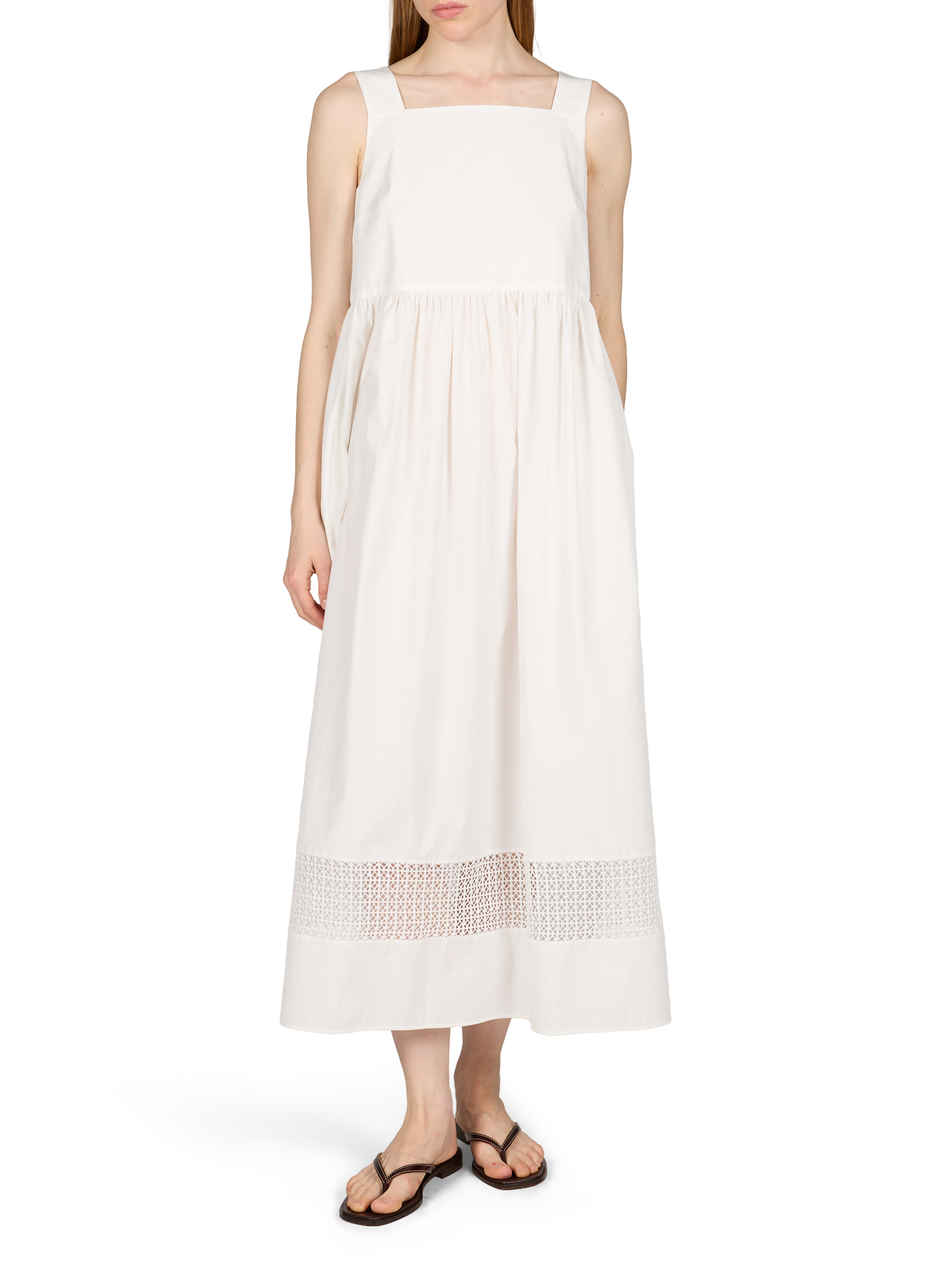 Long dress with square neckline in cotton MAX MARA WEEK END White