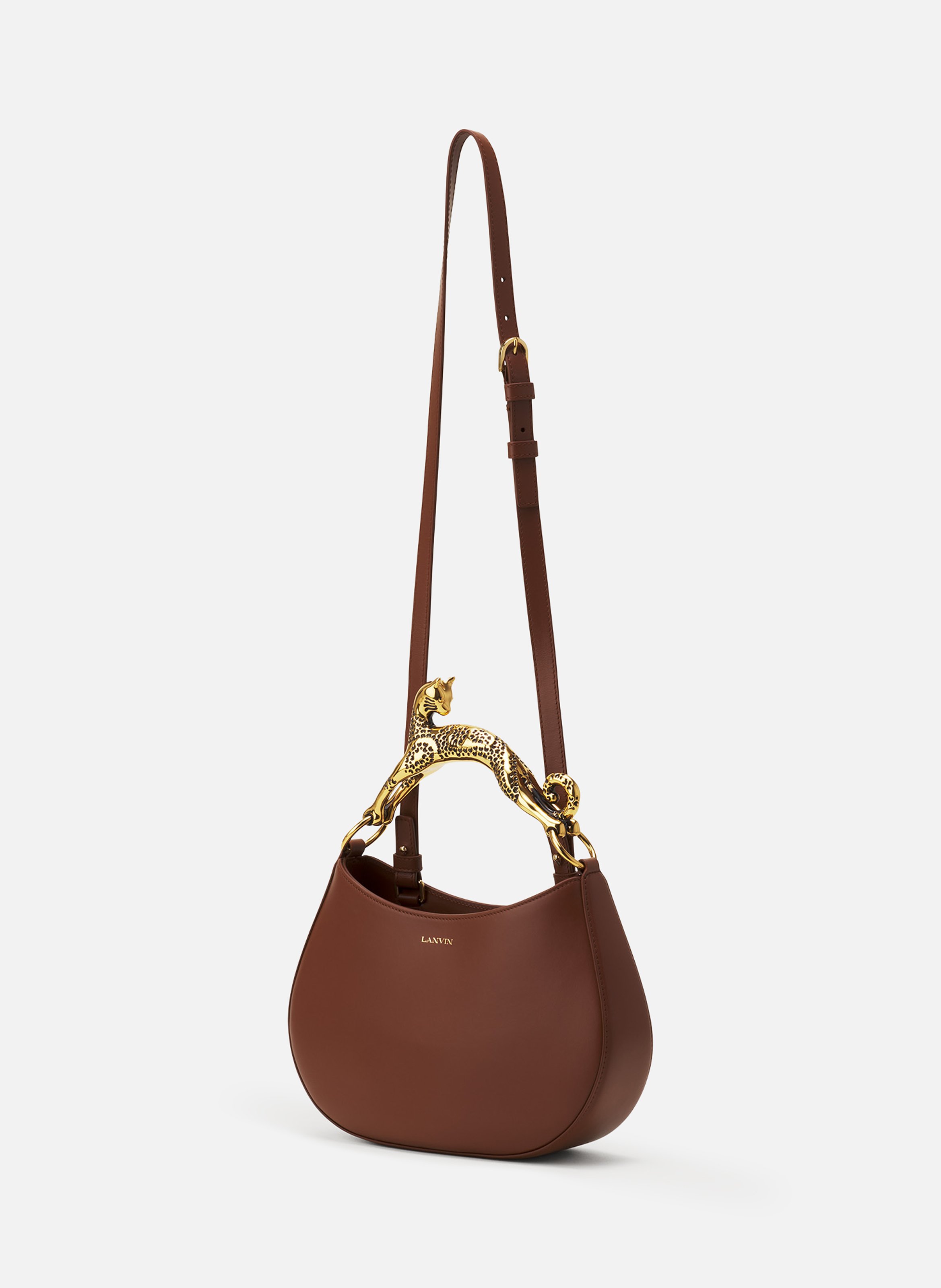 Sac hobo cat en cuir LANVIN Marron