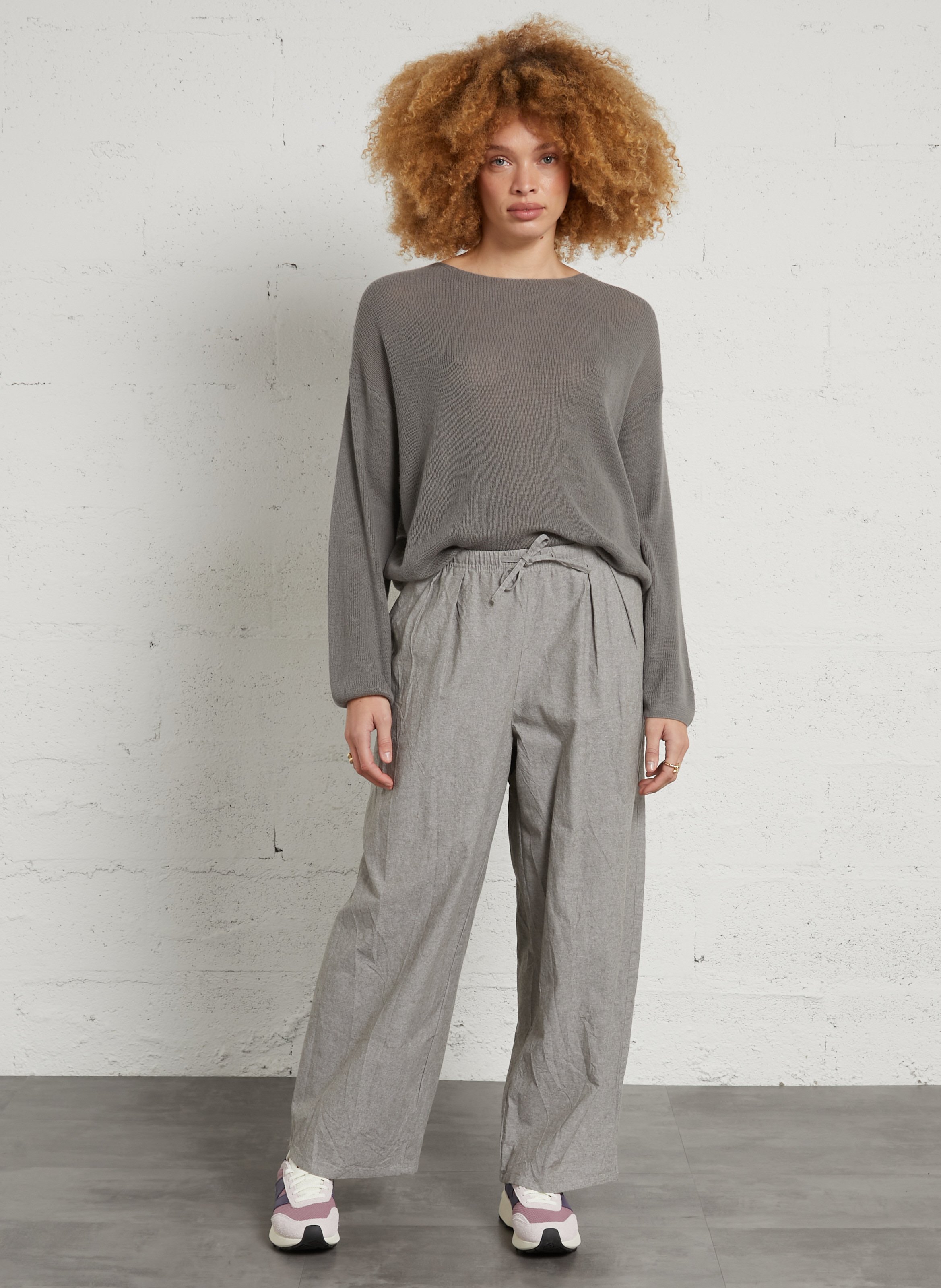 Pull oversize en coton et alpaga liucity AMERICAN VINTAGE Gris