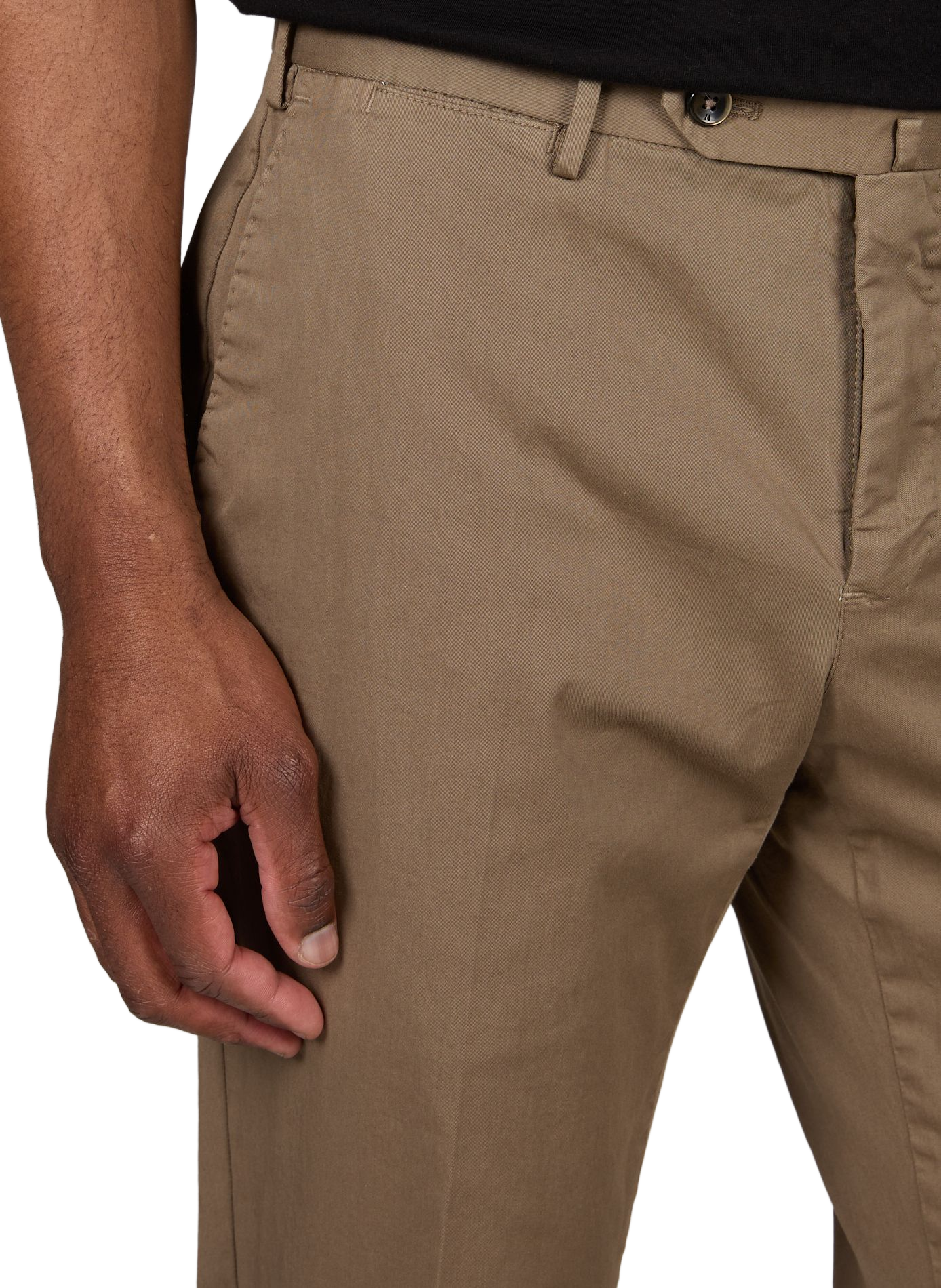 Pantalon slim à plis en coton PT01 Marron