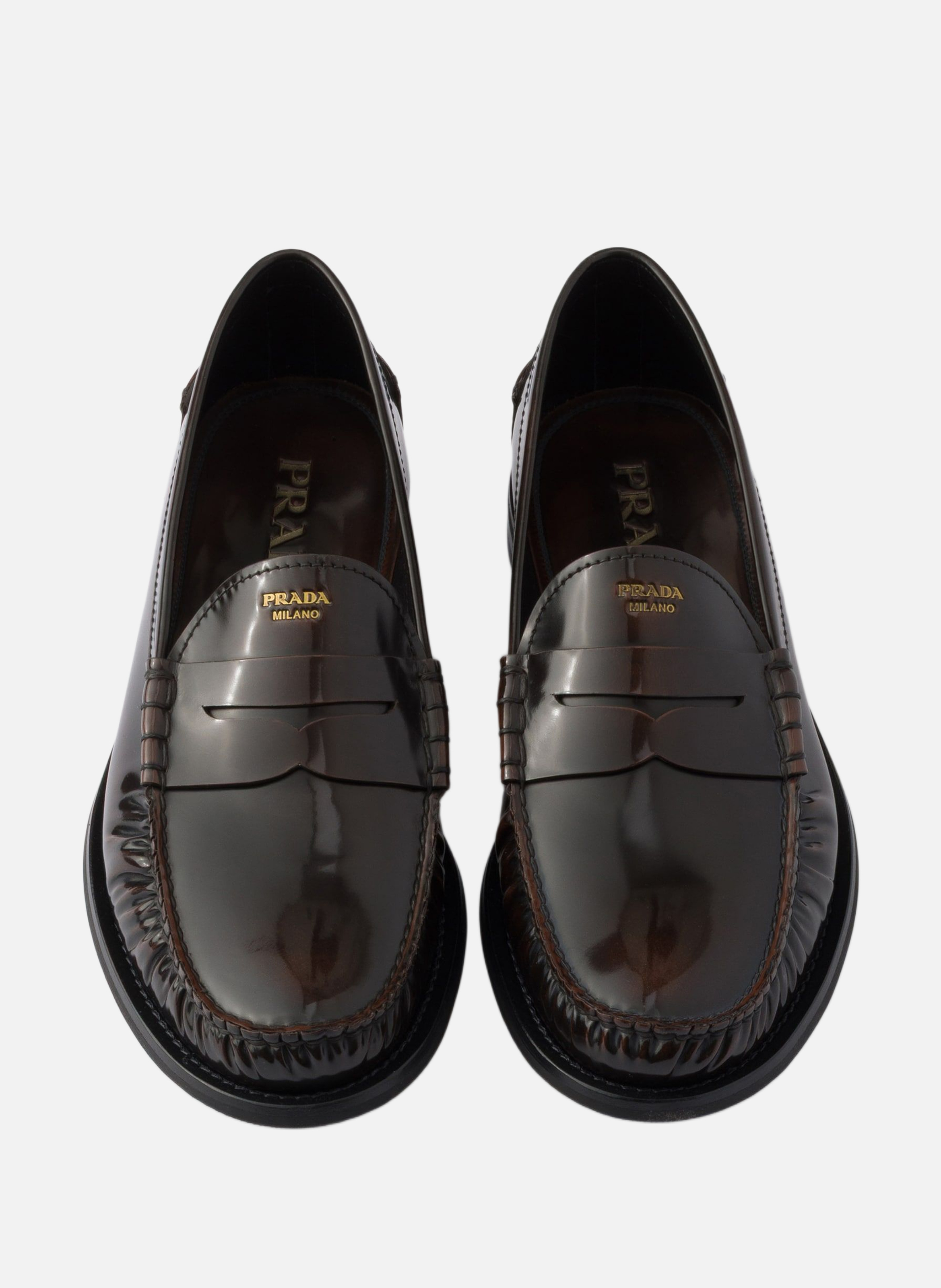 Mocassins en cuir brossé | Marron PRADA Homme
