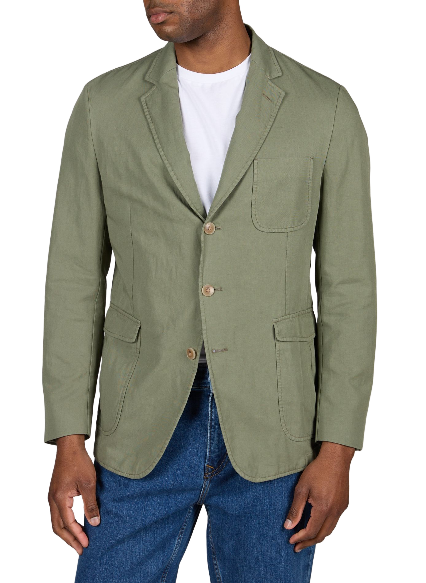 Blazer en lin et coton mélangés extensible HACKETT Vert