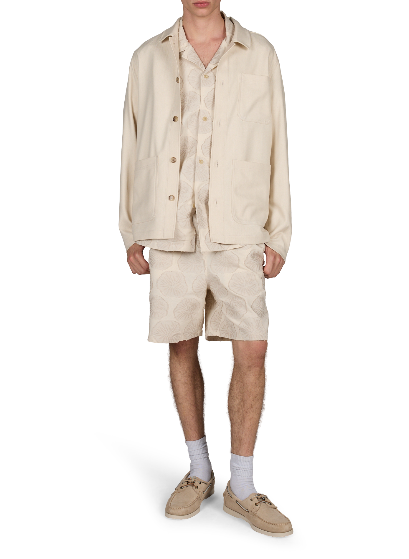 Straight shirt in herringbone jacquard LES DEUX Beige