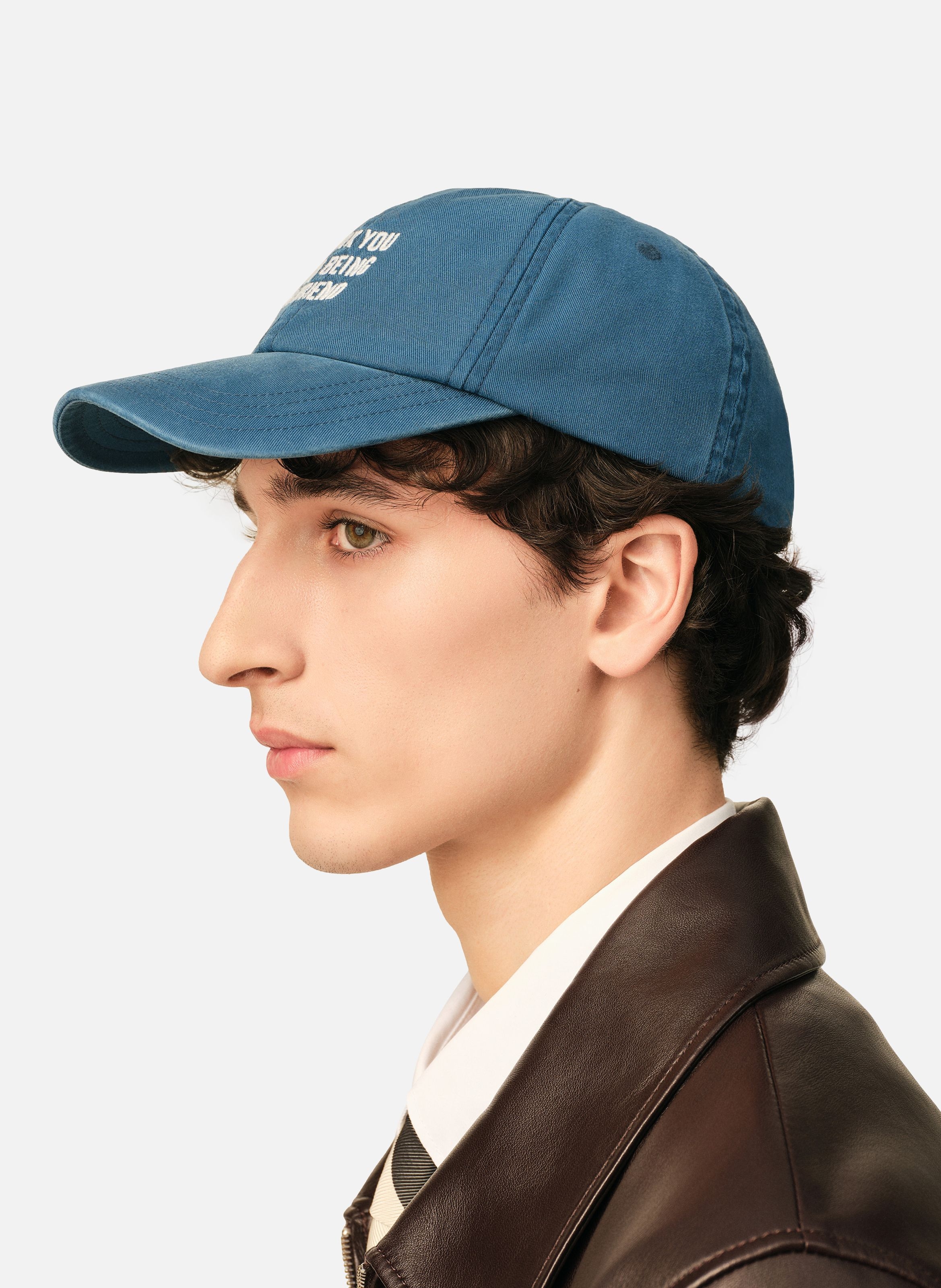 Casquette unisexe en coton "thank you for being a friend" AMI PARIS Bleu