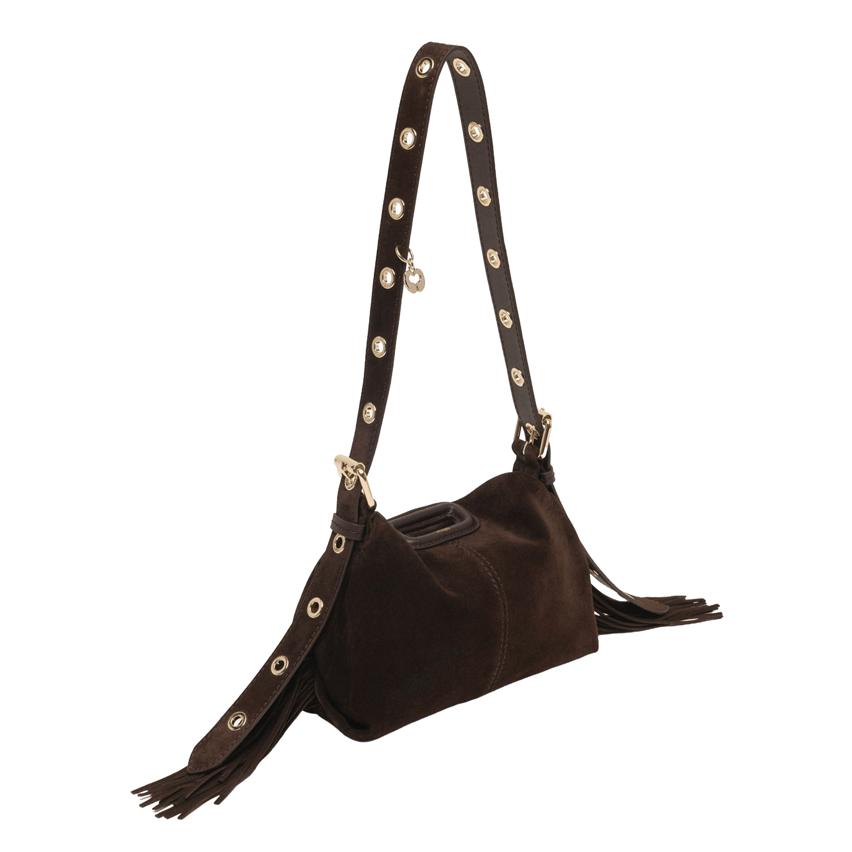 Sac bandoulière en cuir MAJE Marron