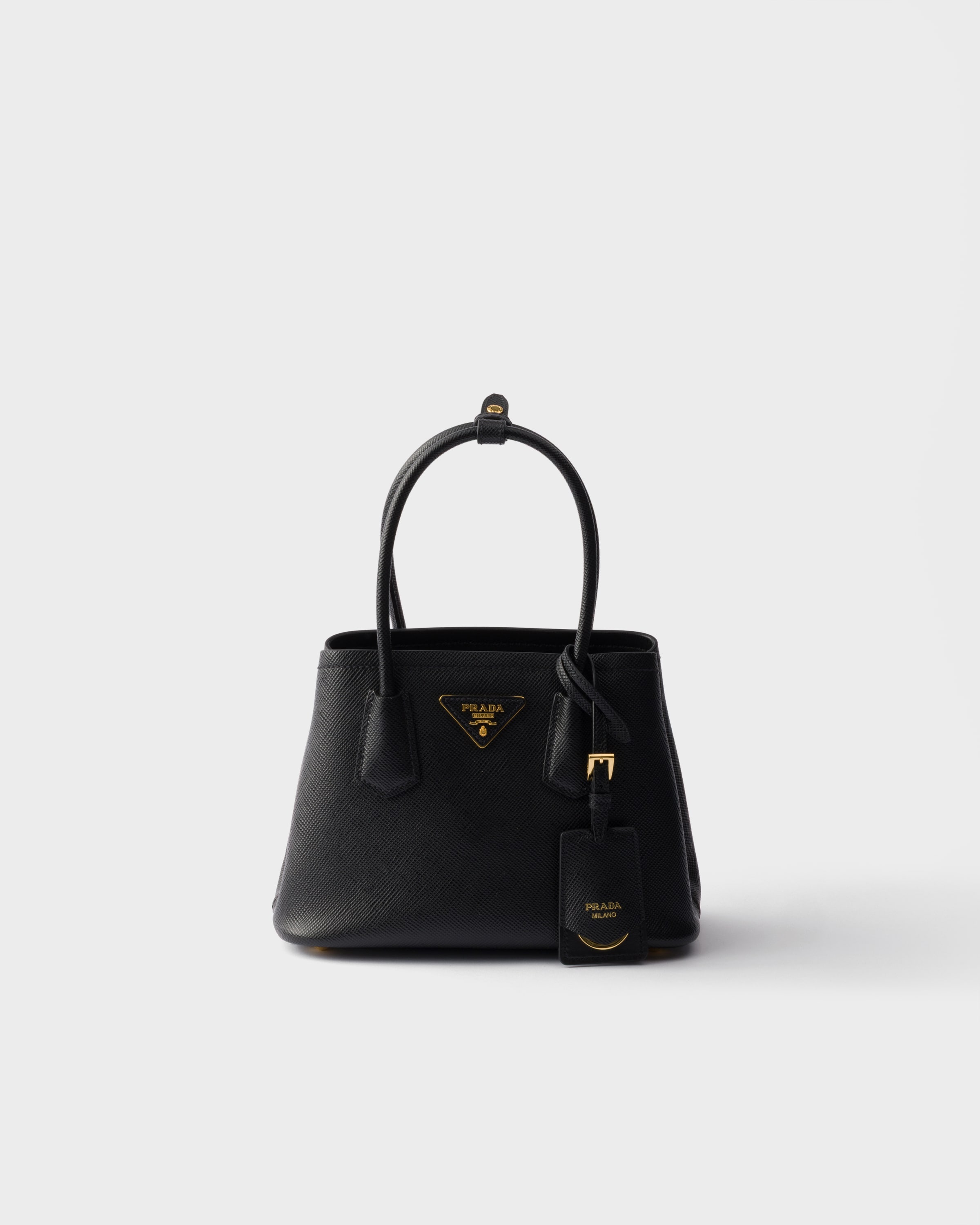 Mini sac prada double en cuir saffiano PRADA Noir