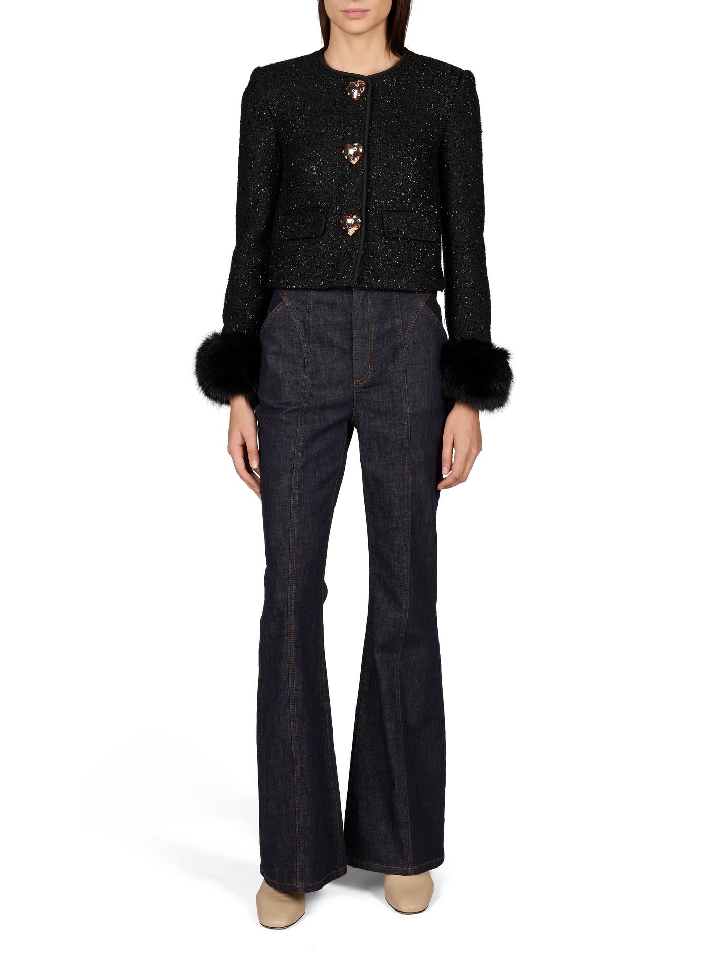 Short Oversized Jacket SELF PORTRAIT Black
