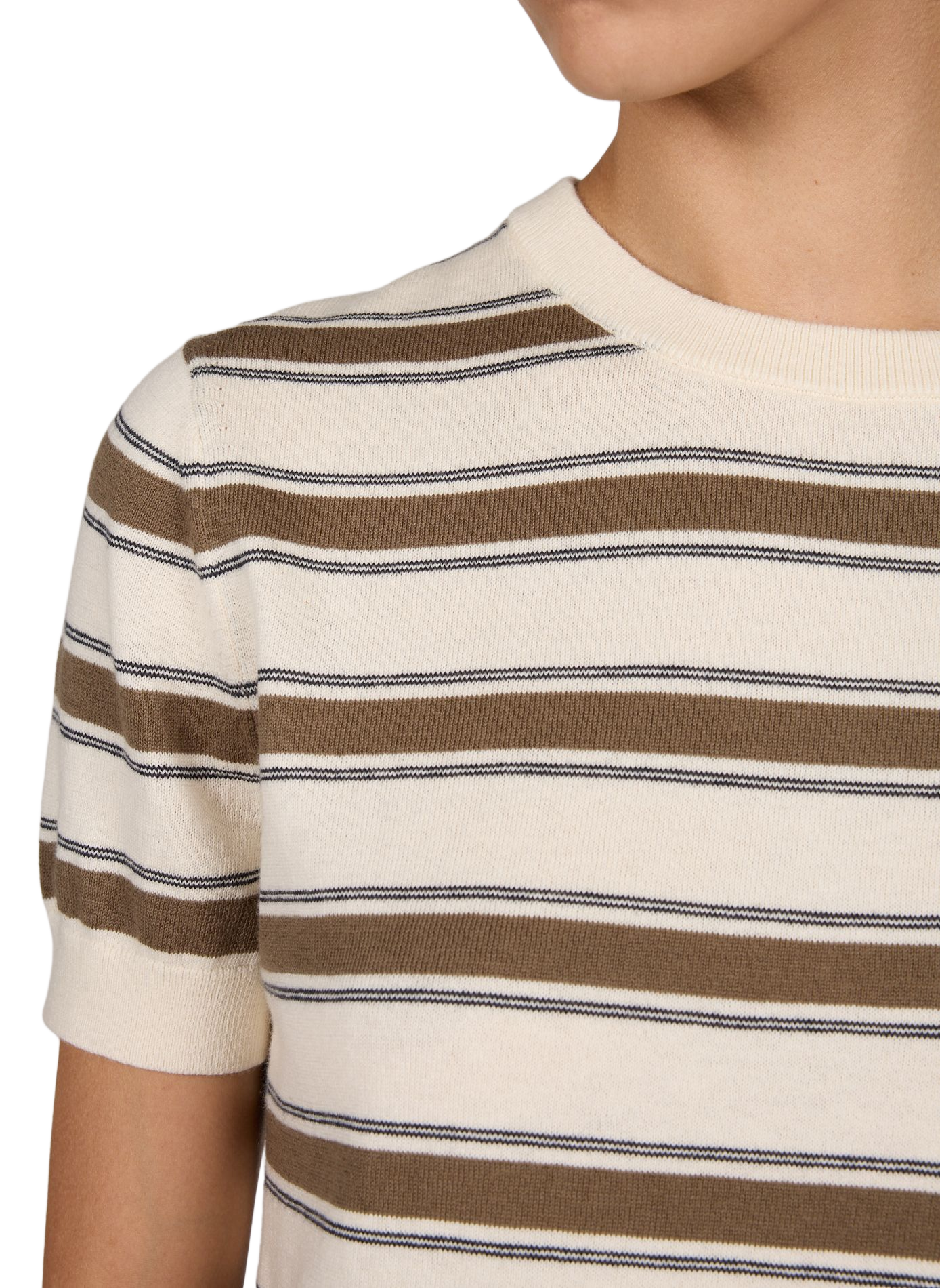Round neck straight striped sweater in cotton and cashmere VINCE Multicolour