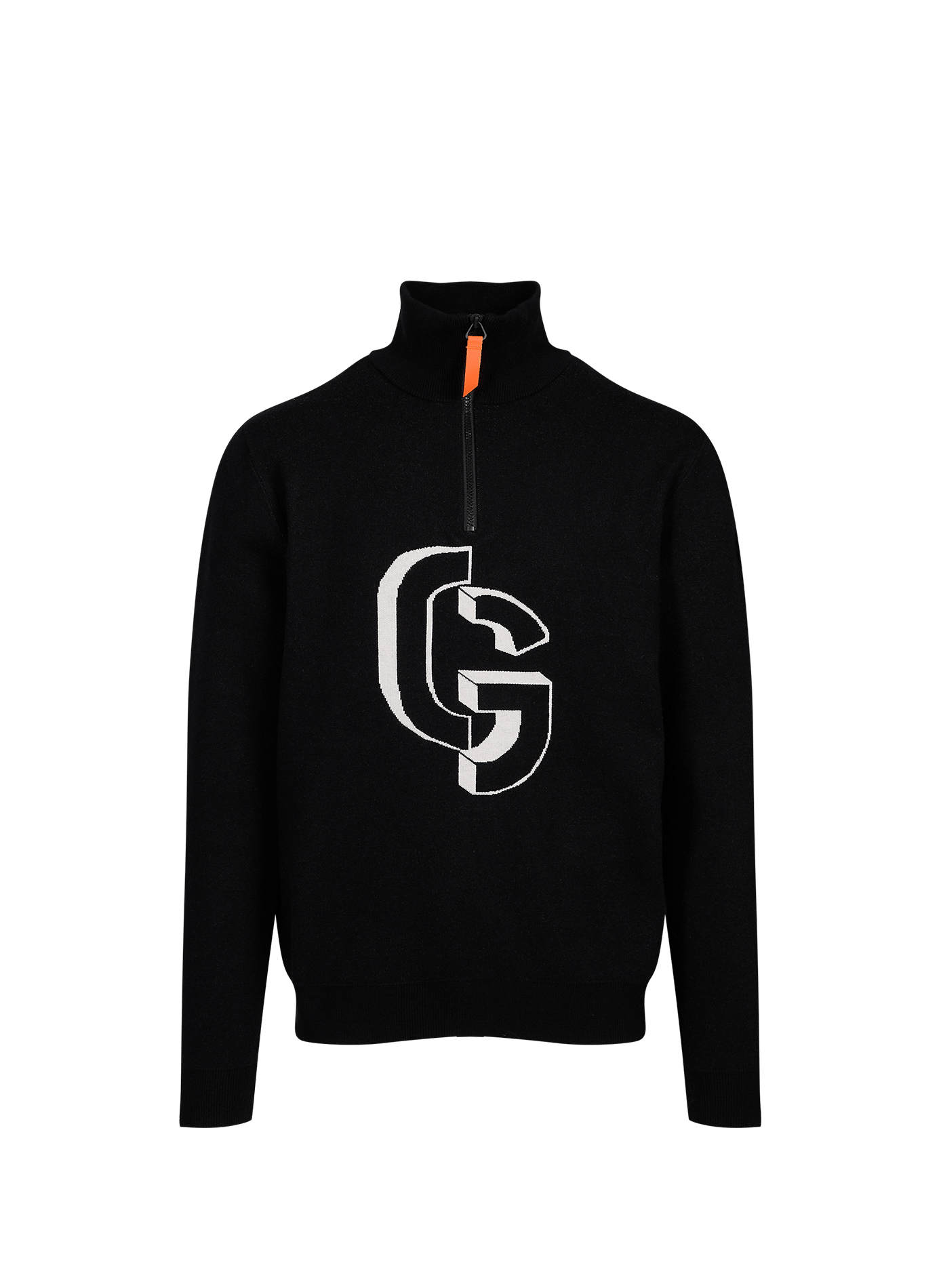 Gerader Pullover mit Muster und Stehkragen mit Reißverschluss GERTRUDE Schwarz
