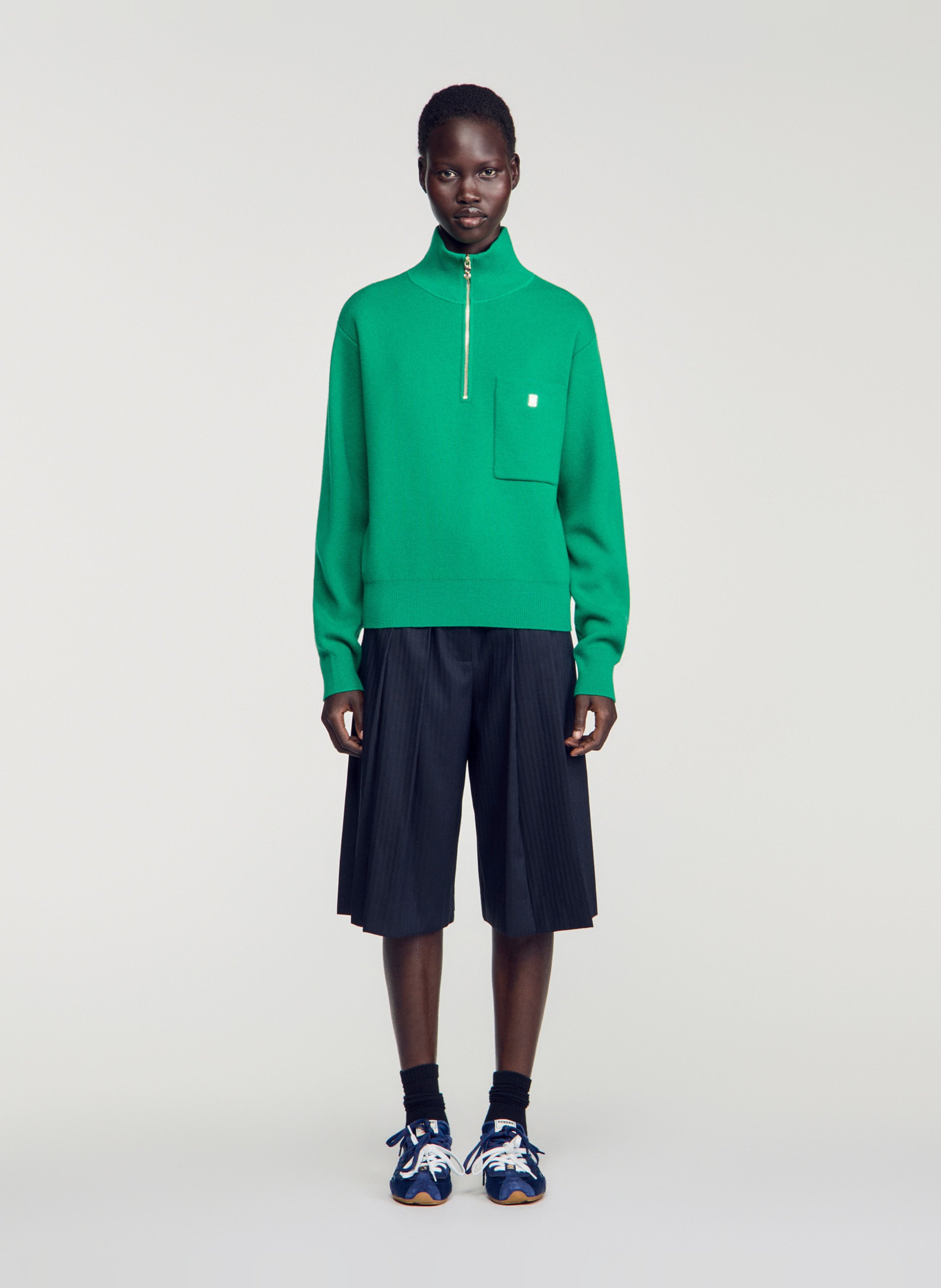 Pull droit col roulé SANDRO Vert