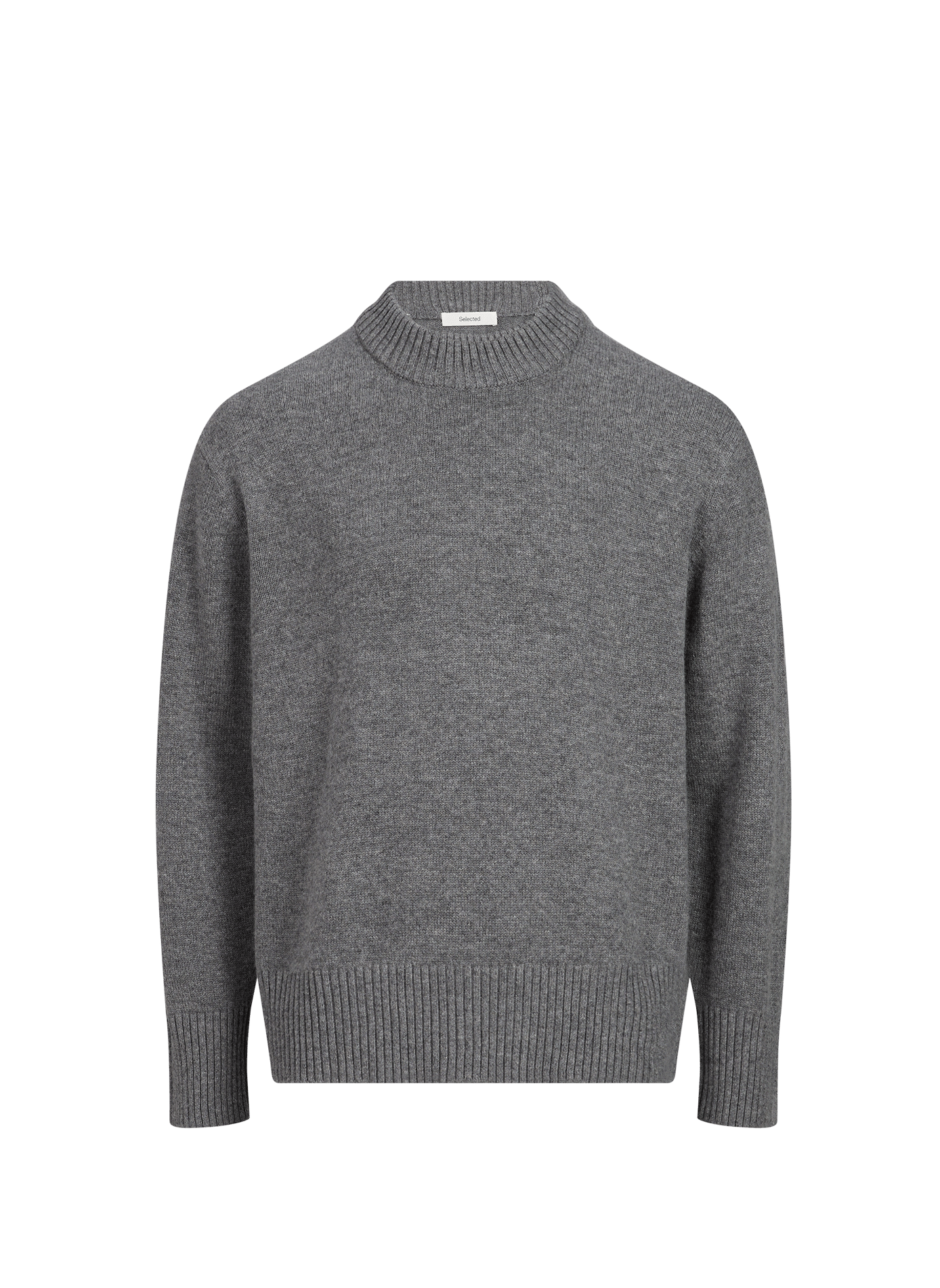 Round-neck wool jumper SELECTED Grey