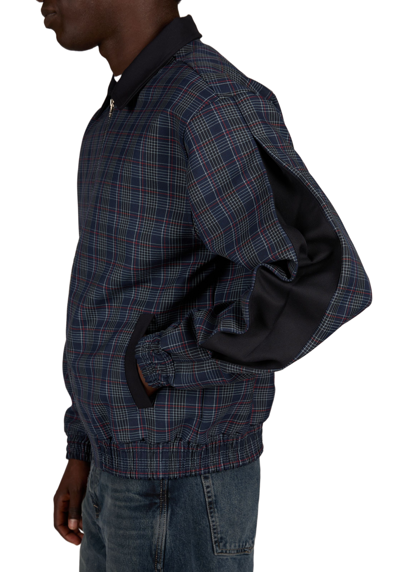 Checked bomber jacket with classic collar PAS UNE MARQUE Blue