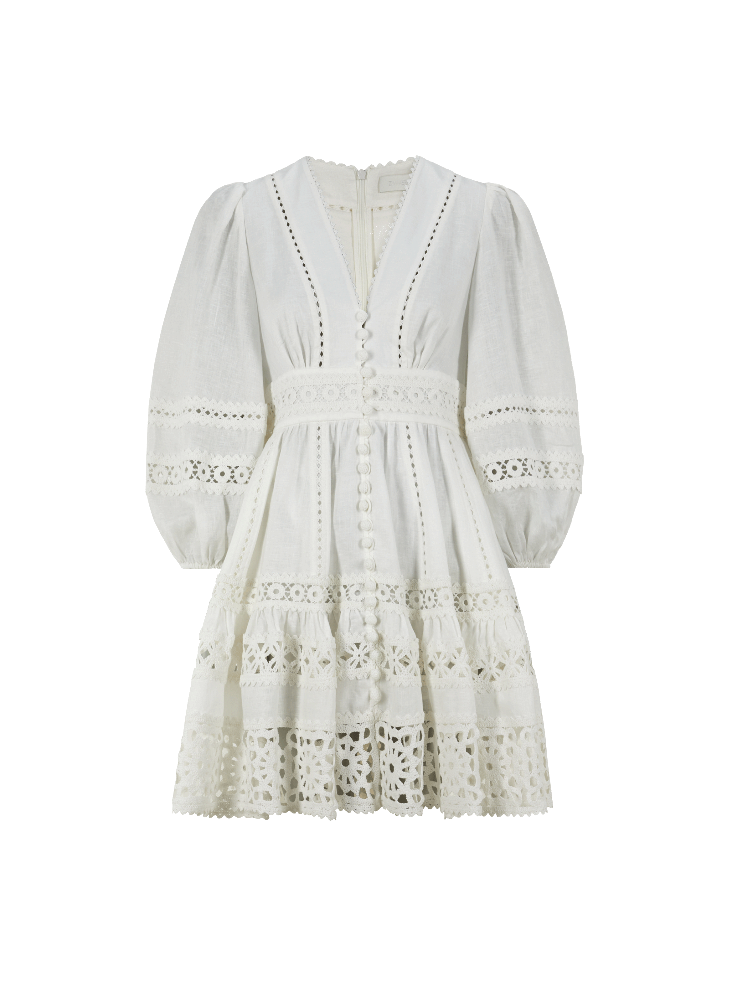 Robe courte brodé en lin