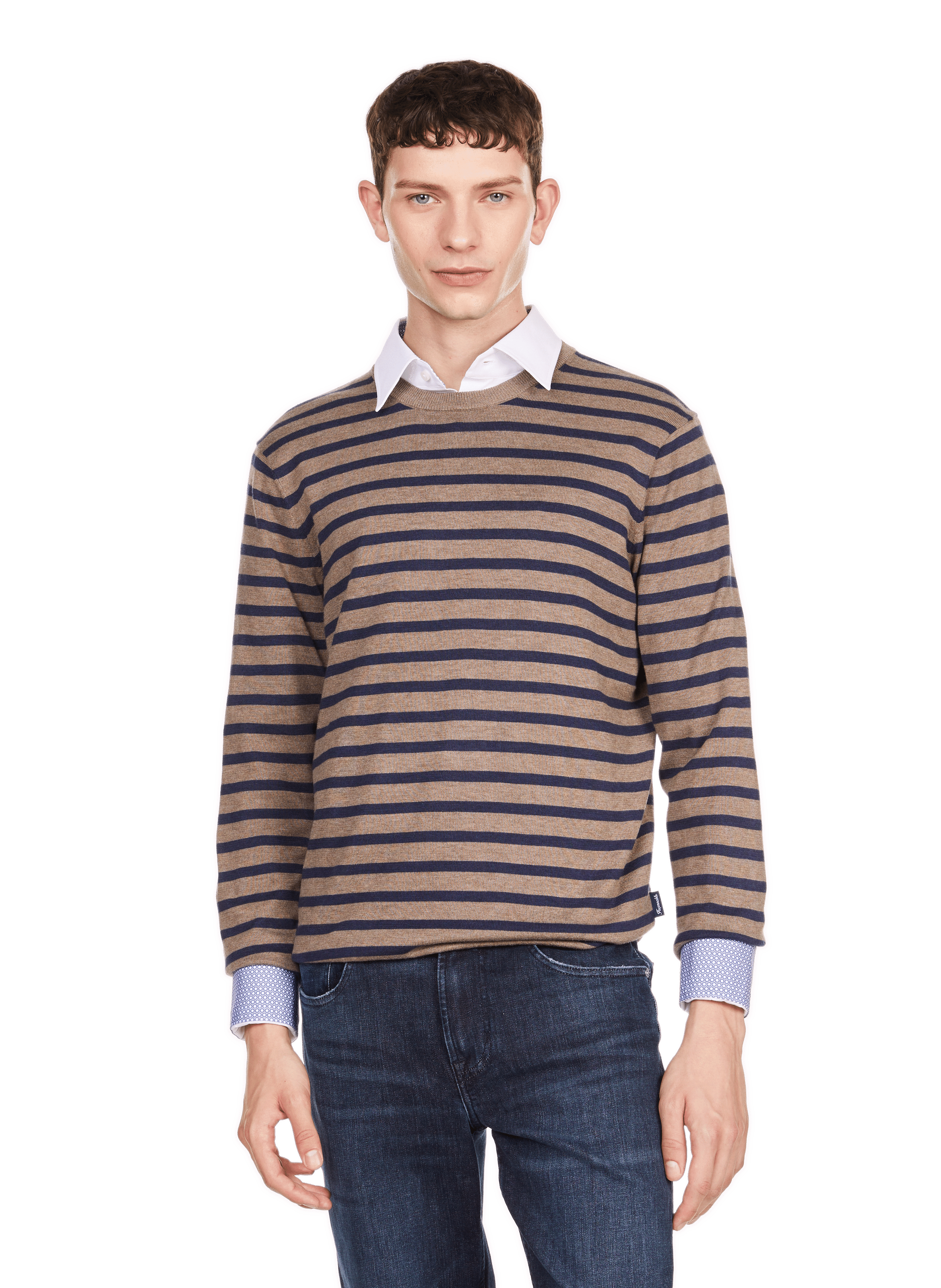 FACONNABLE Pull rayé en coton et en soie Multicolore