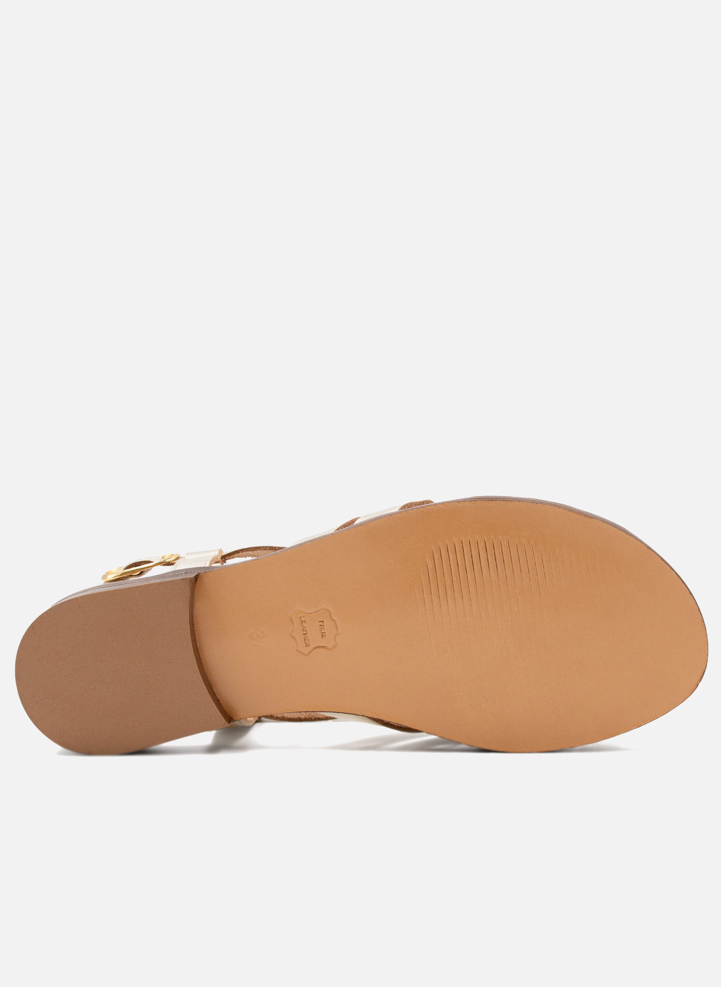 Sandales plates anneau cuir métallisé JULES & JENN Doré