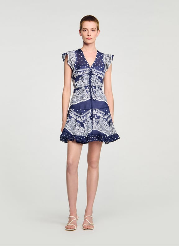 Robe courte imprimée Bleu by SANDRO SANDRO Robe courte imprimée Bleu
