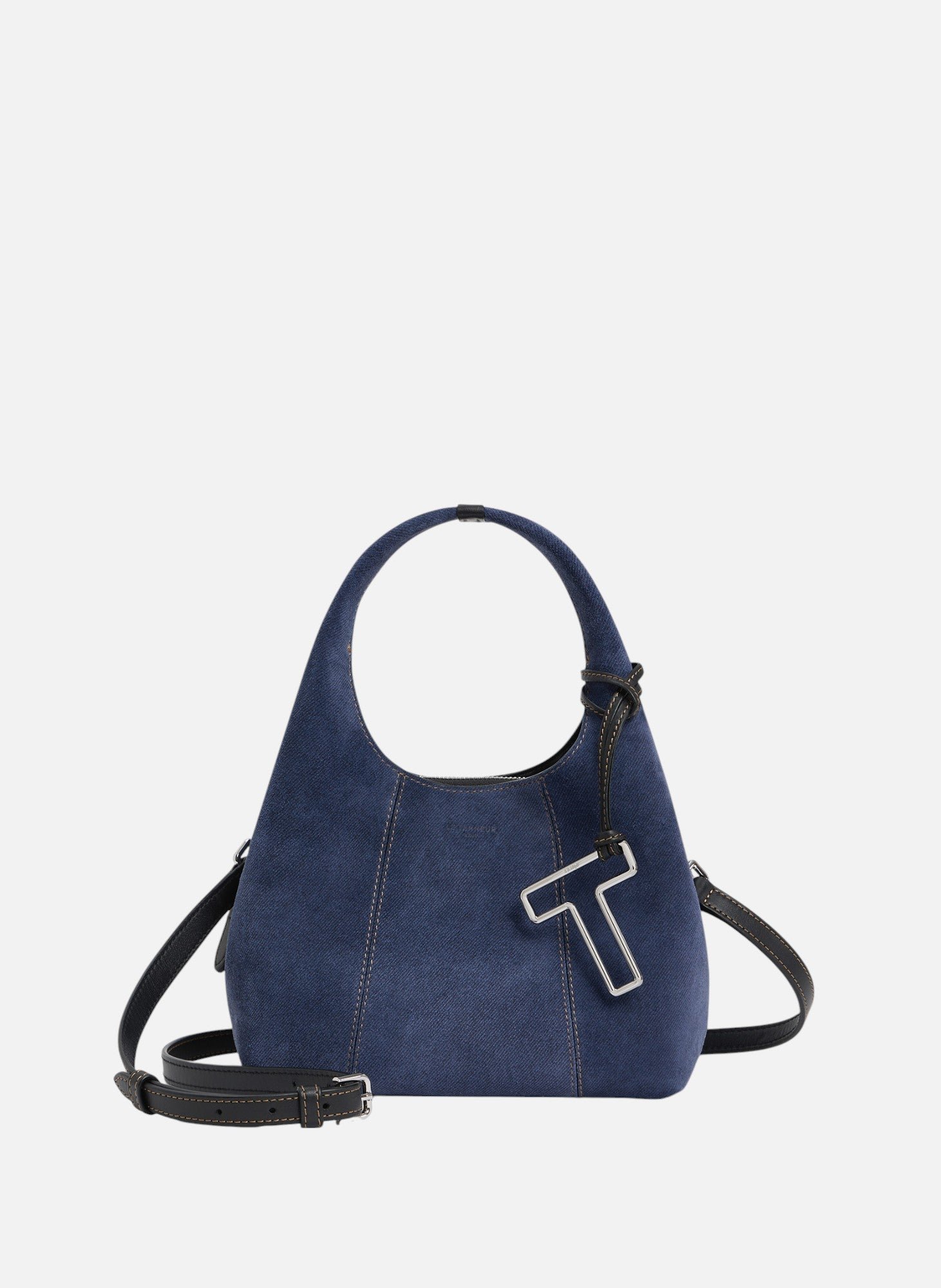 Petit sac à main juliette en cuir suède effet denim LE TANNEUR Noir