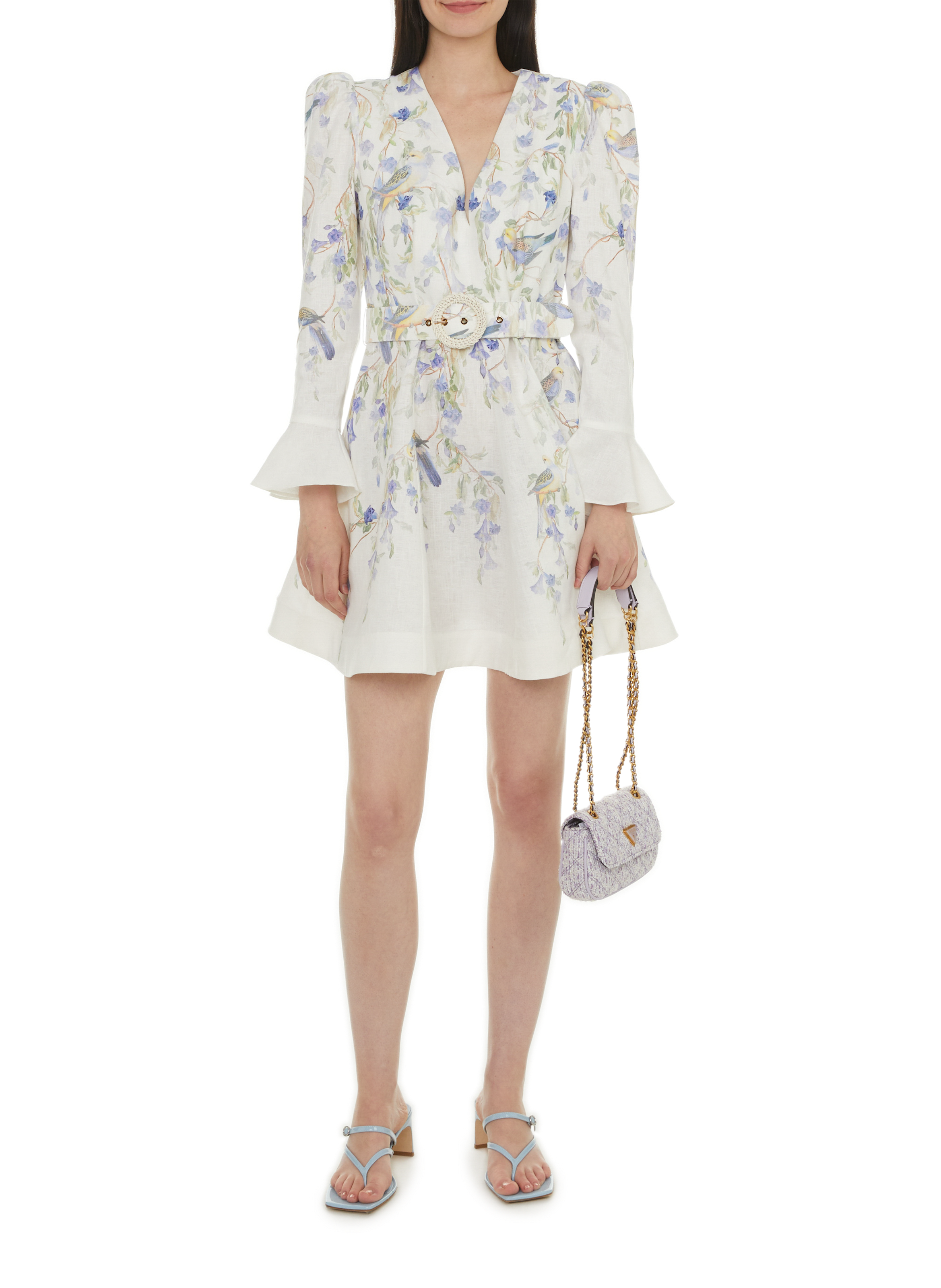 ZIMMERMANN Short dress Natura in linen Multicolour