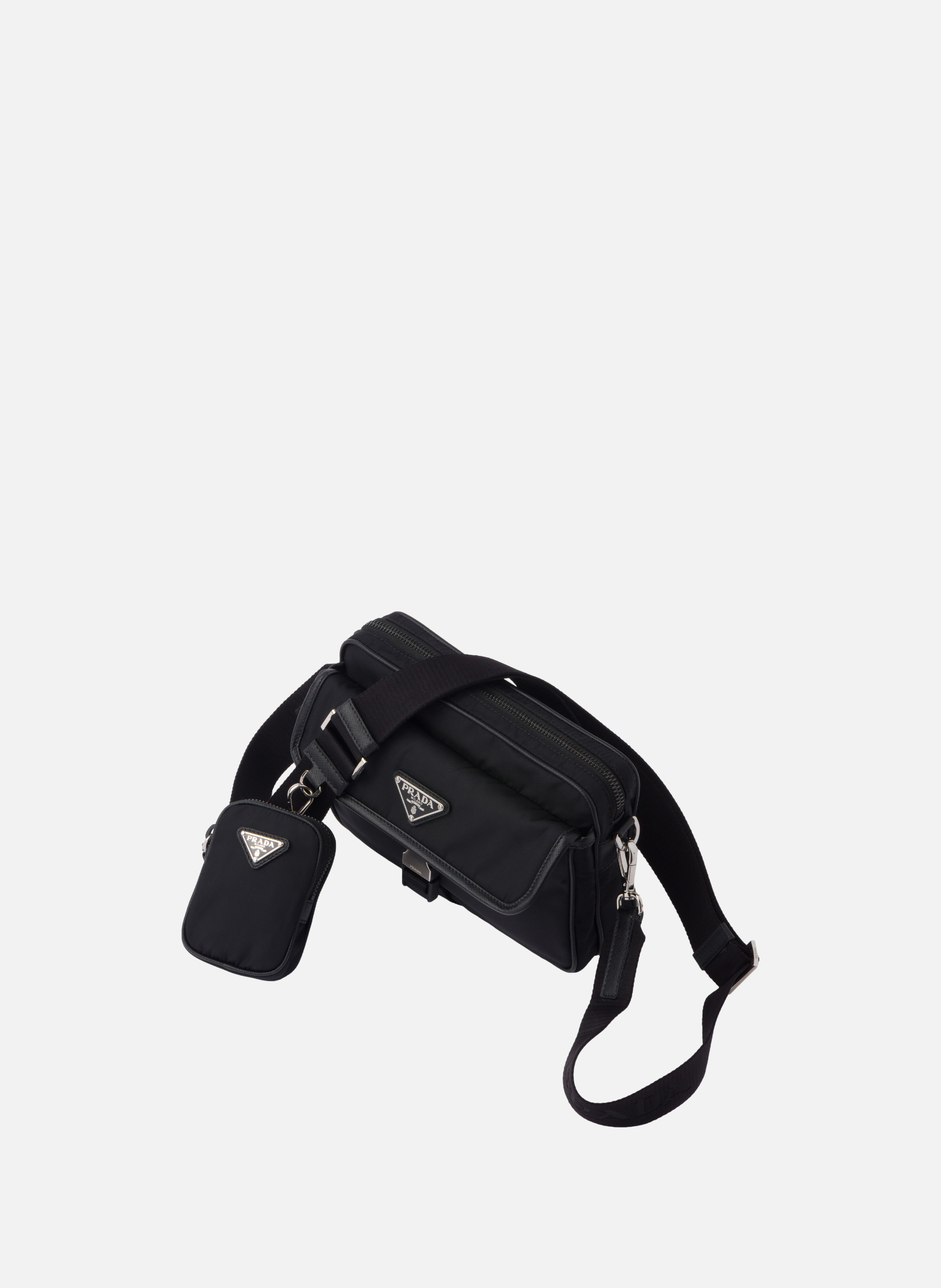 Sac porté épaule en re-nylon et cuir saffiano PRADA Noir